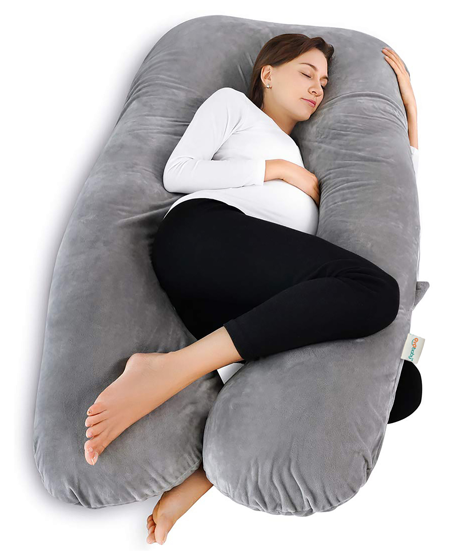 OYO BABY 100% Cotton Flexible & Supportive U Shape Maternity Pillow - Grey
