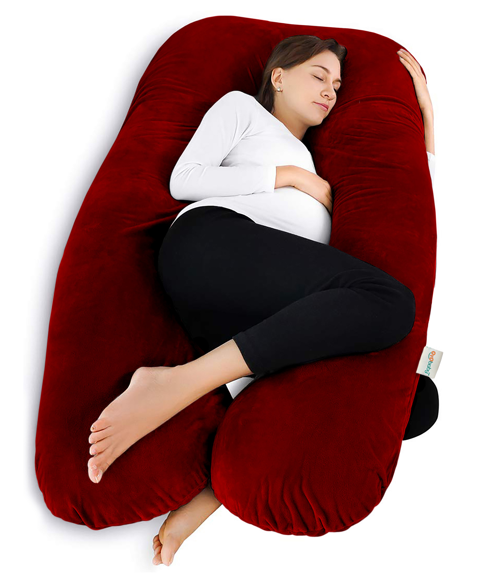 OYO BABY 100% Cotton Flexible & Supportive U Shape Maternity Pillow - Maroon