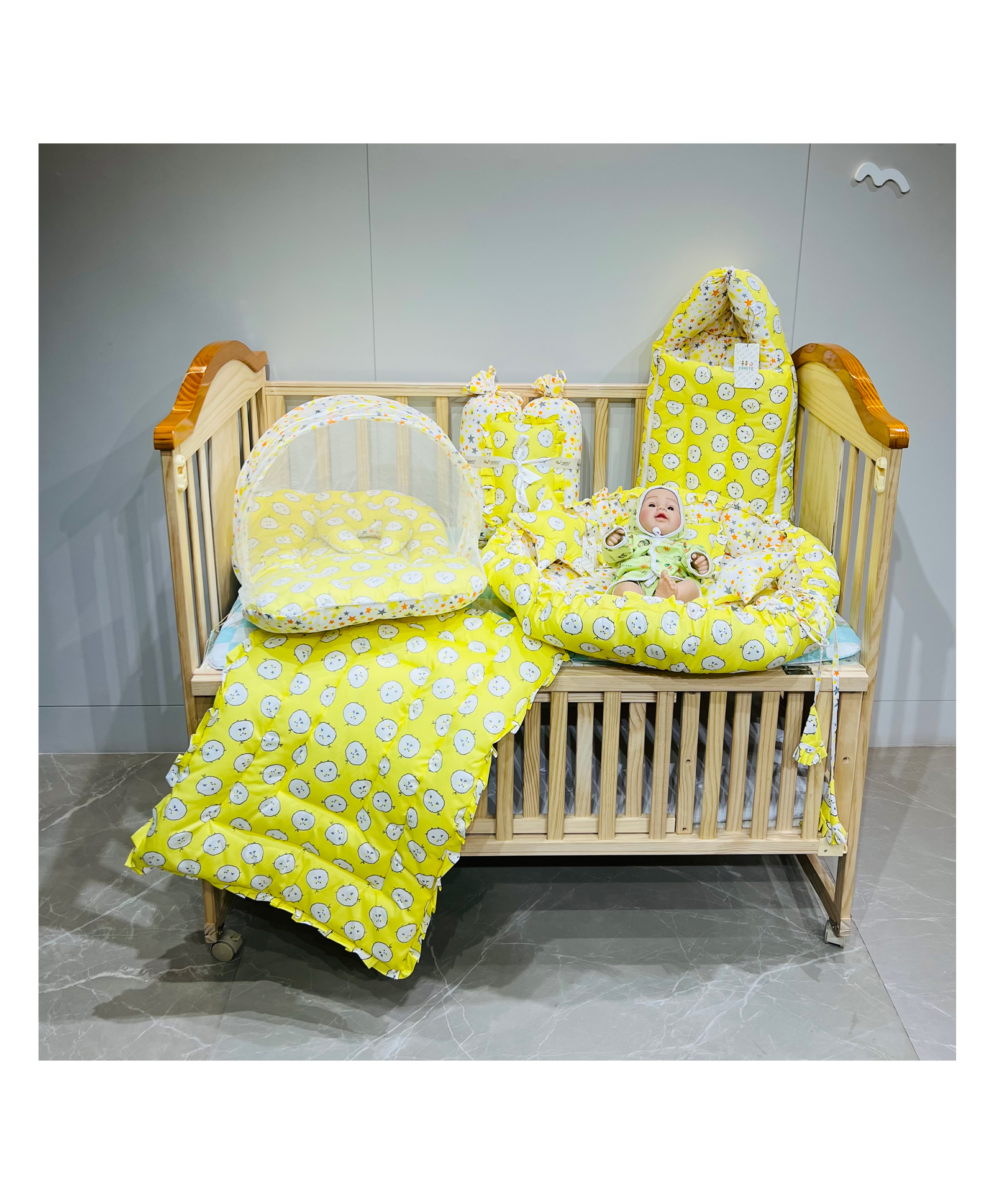 Fareto New Born Baby Full Bedding Set Combo Ship - Yellow-picture-22
