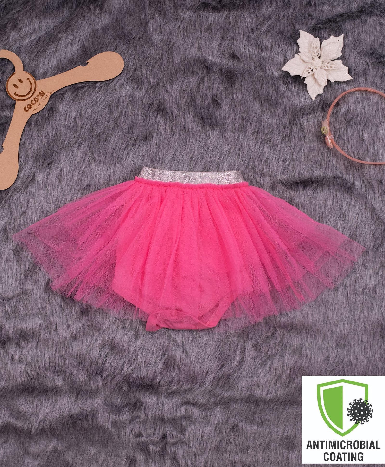 COCOON ORGANICS Soft Net Tutu Skirt And Attached Onesie With Antimicrobial Coating - Fuchsia Pink-picture-21