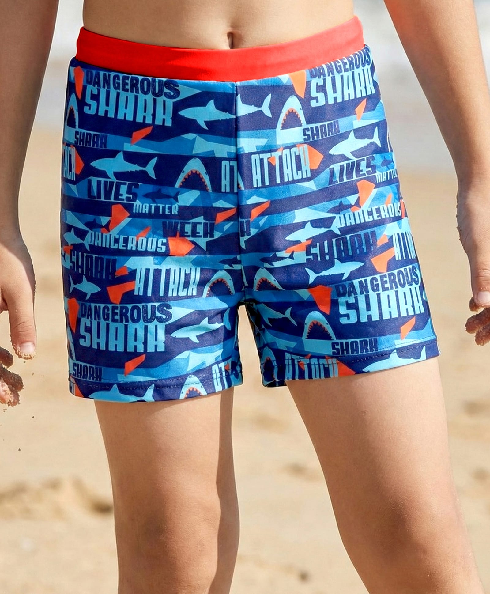 Pine Kids Swimming Trunk Shark Print- Blue-image-13