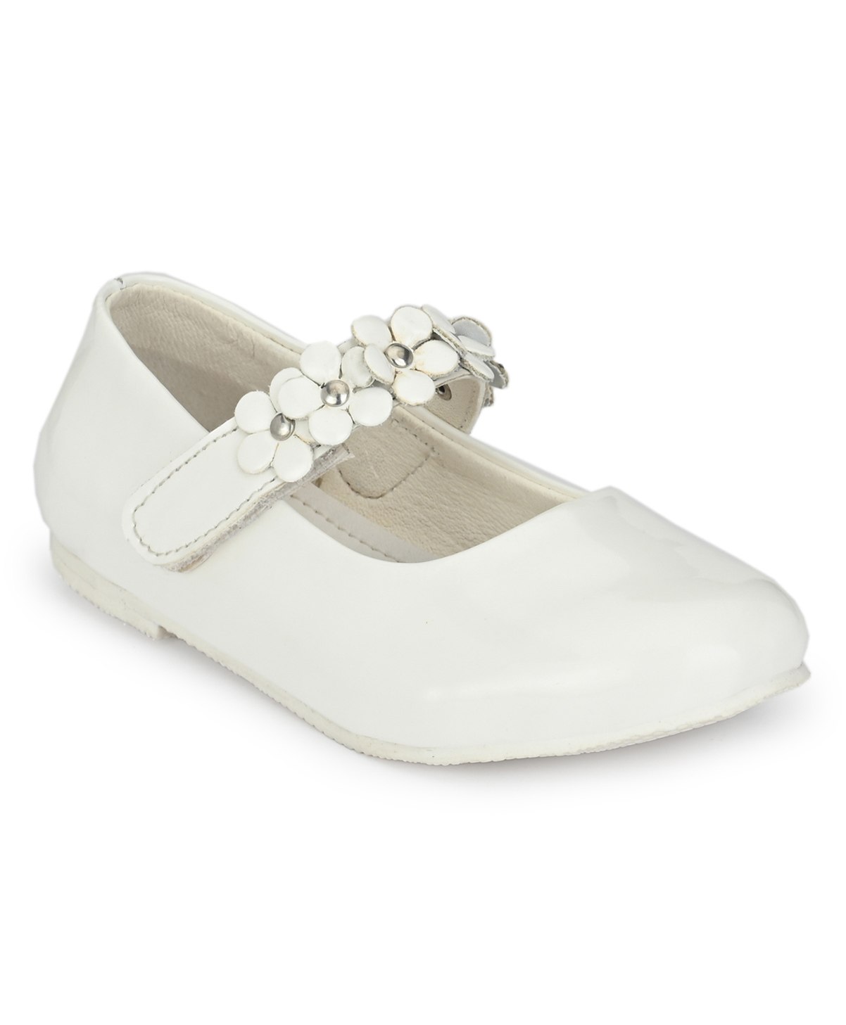 TUSKEY Flower Detailed Velcro Closure Mary Janes - White-image-11