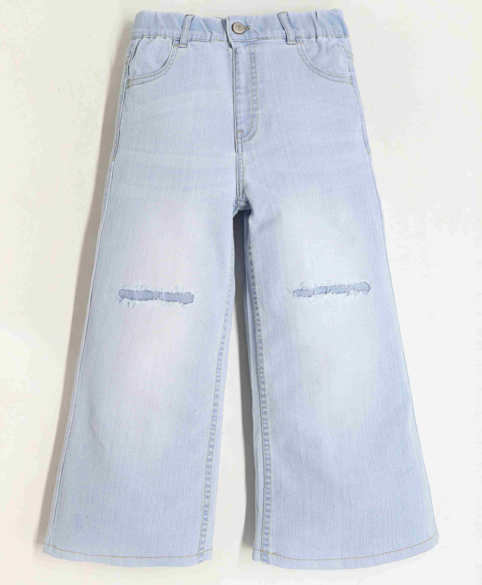 Cherry Crumble By Nitt Hyman Wide Leg Ripped High Waist Denim Jeans - Blue-picture-15