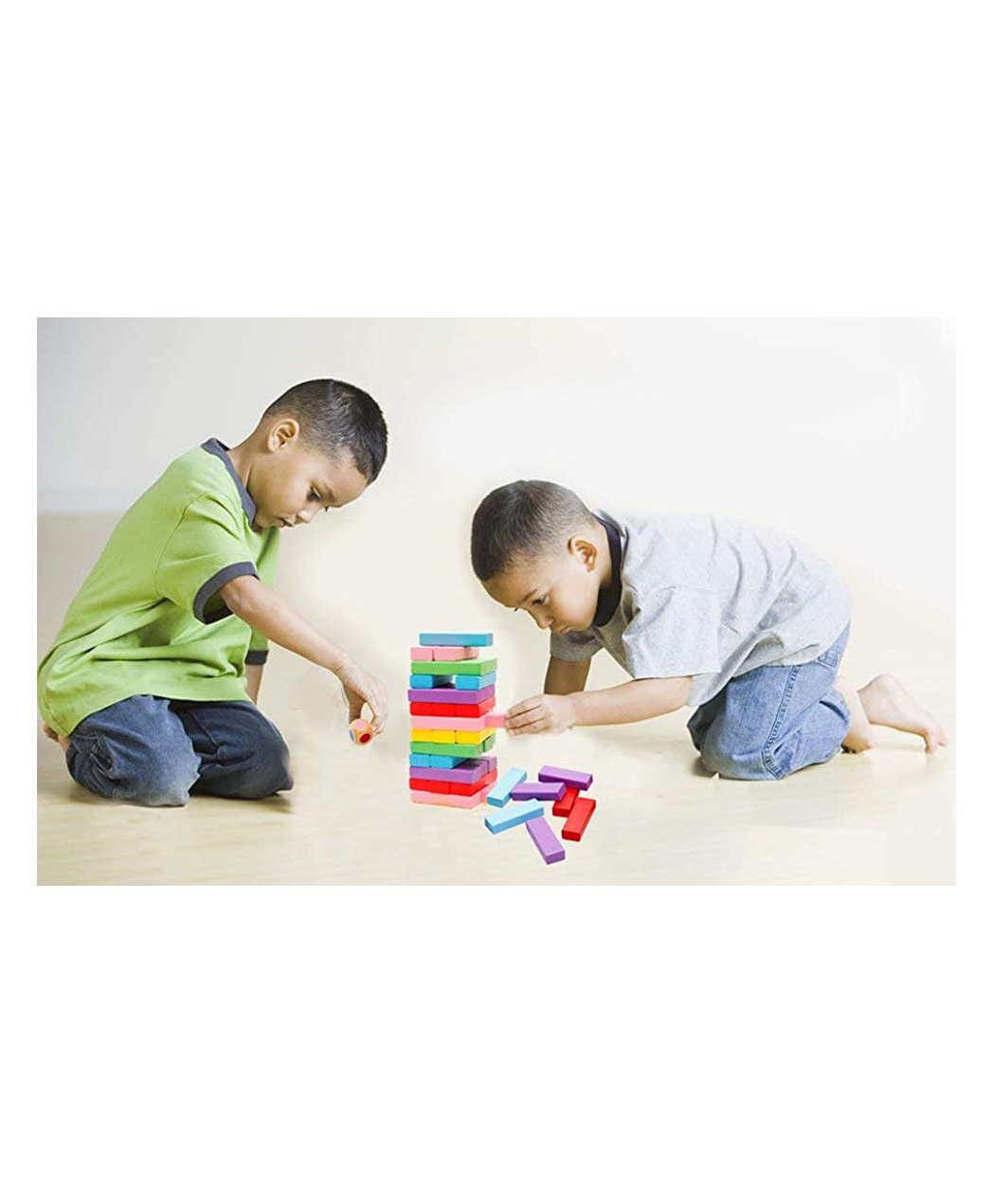 Sanjary 54 Pcs 1 Dice Challenging Color Wooden Blocks Multicolor-picture-22