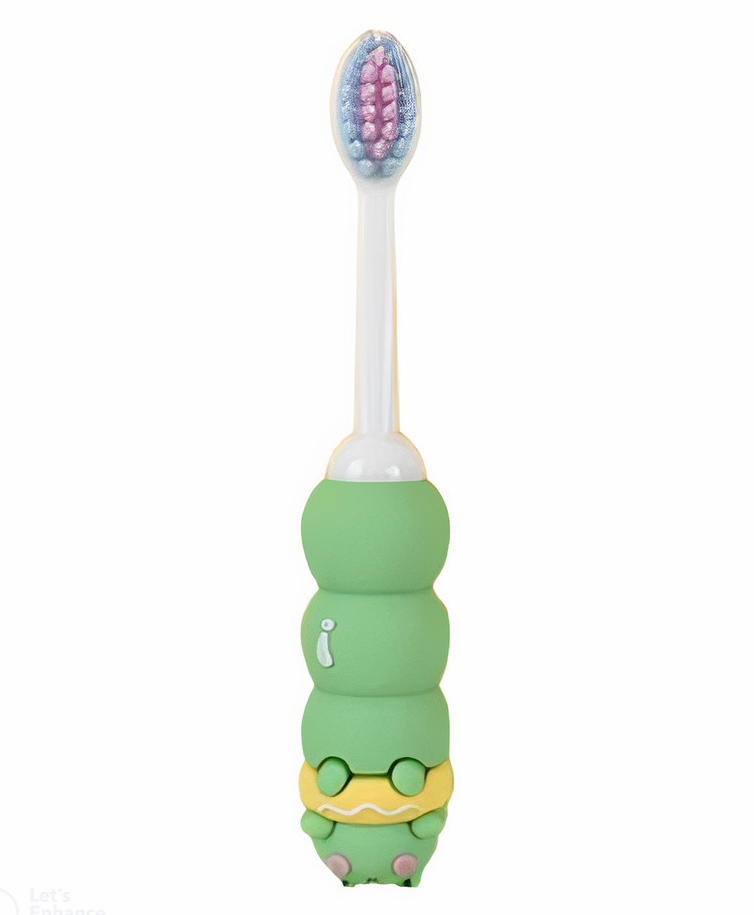 StarAndDaisy Cute Dino Toothbrush for Kids  Soft Bristle Tooth Brush for Toddlers with Silicone Grip and Spilt Bristle Design (Round Green)-image-23