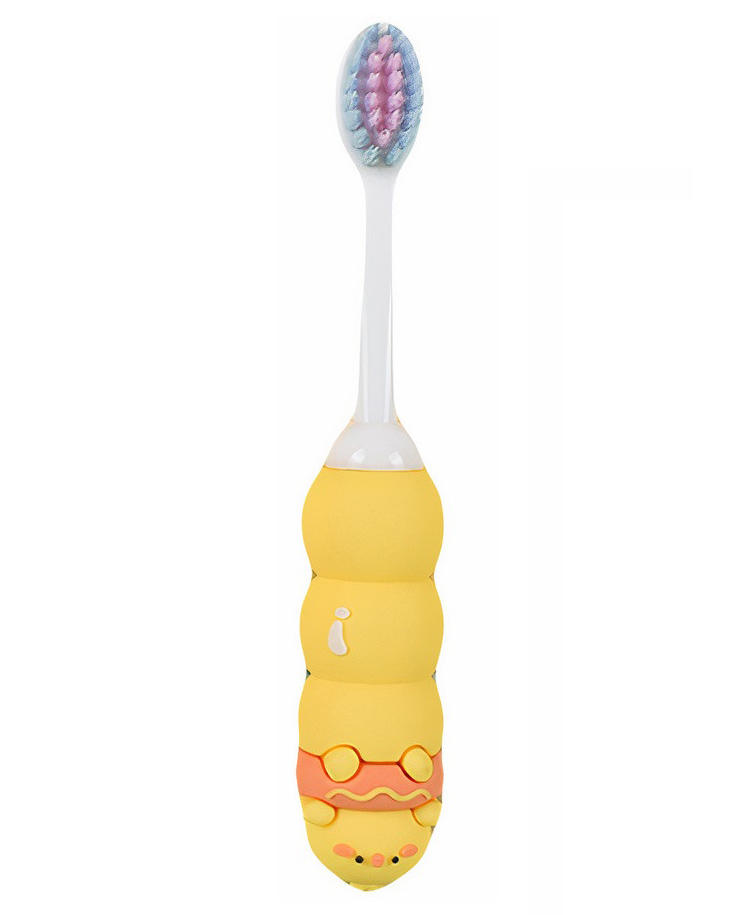 StarAndDaisy Cute Dino Toothbrush for Kids  Soft Bristle Tooth Brush for Toddlers with Silicone Grip and Spilt Bristle Design (Round Yellow)-image-5