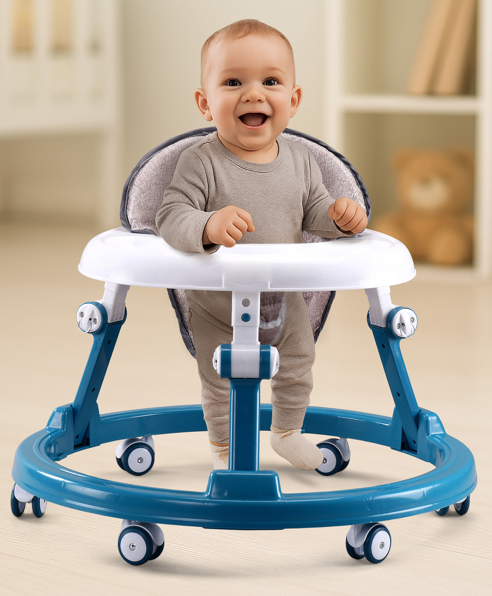 Baby Elegant 360° Multi Functional Baby Walker with Multi Level Height Adjustment & Activity cum Feeding Tray - Blue-image-27