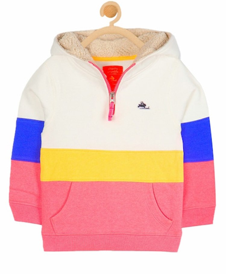 Cherry Crumble By Nitt Hyman Full Sleeves Colour Blocked Half Zip Urban Hoodie - Grey-picture-35