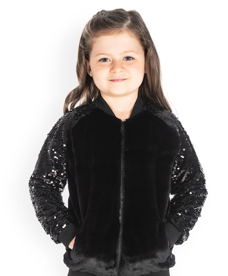 Cherry Crumble By Nitt Hyman Full Sleeves Sequin Embellished Furry Jacket - Black-picture-24