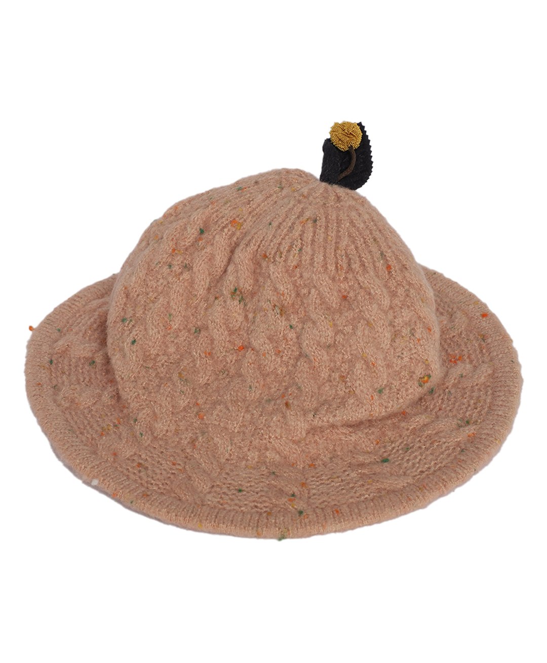Kid-O-World Cable Knitted Woolen Cap - Light Brown-image-9