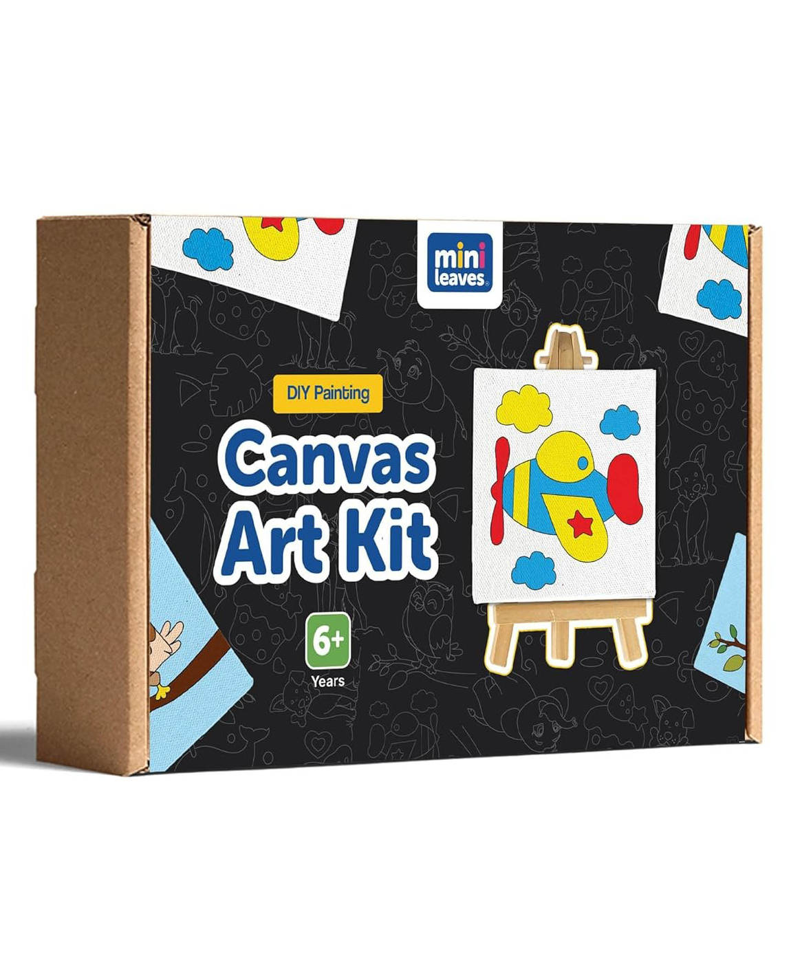 minileaves Mini Leaves Mini Canvas Craft Art Paint Kit for Kids with Wooden Easel, Colors, Painting Brush-picture-11