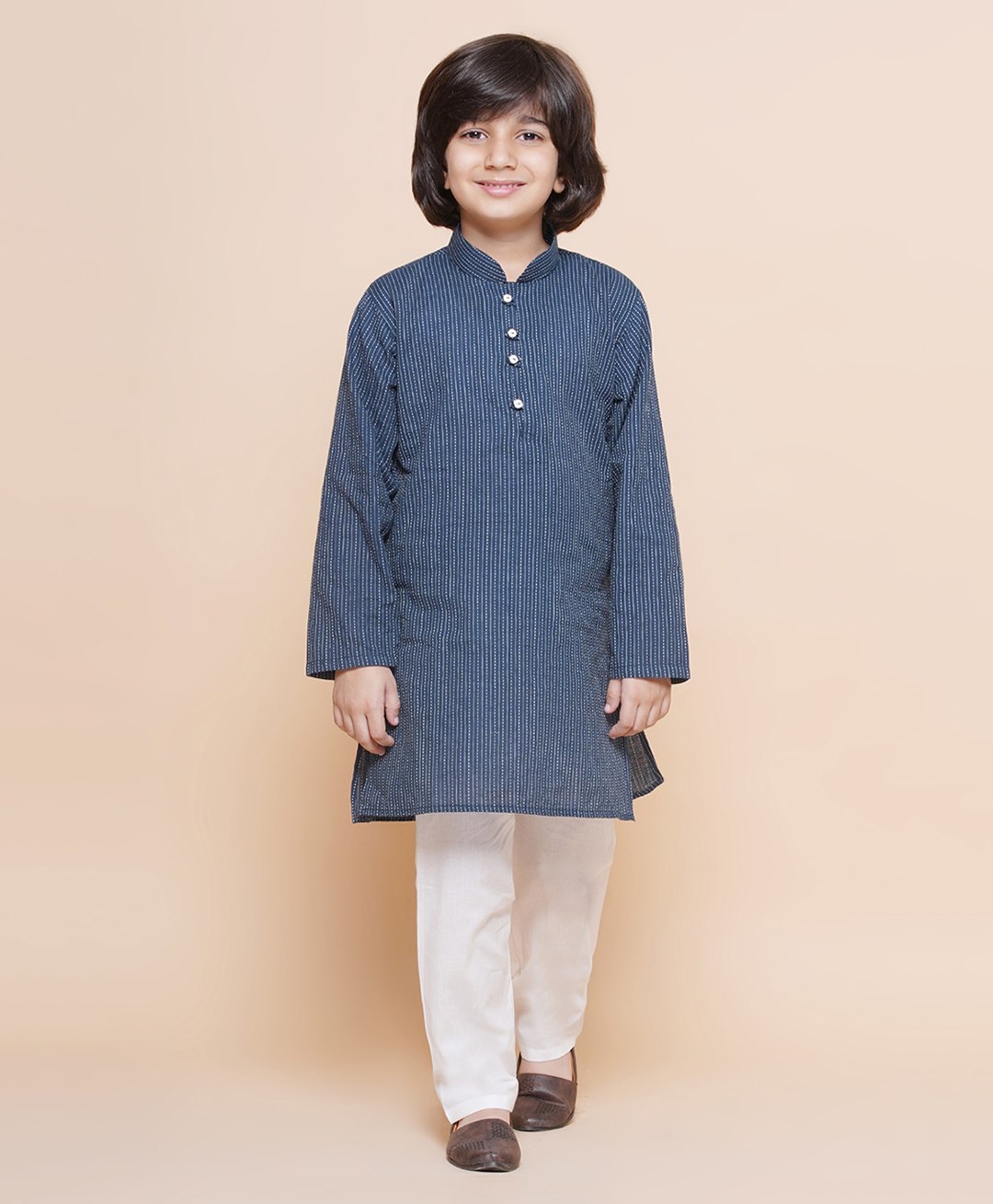 AJ Dezines Full Sleeves Seamless Kantha Embroidered Kurta With Pyjama - Black-image-32