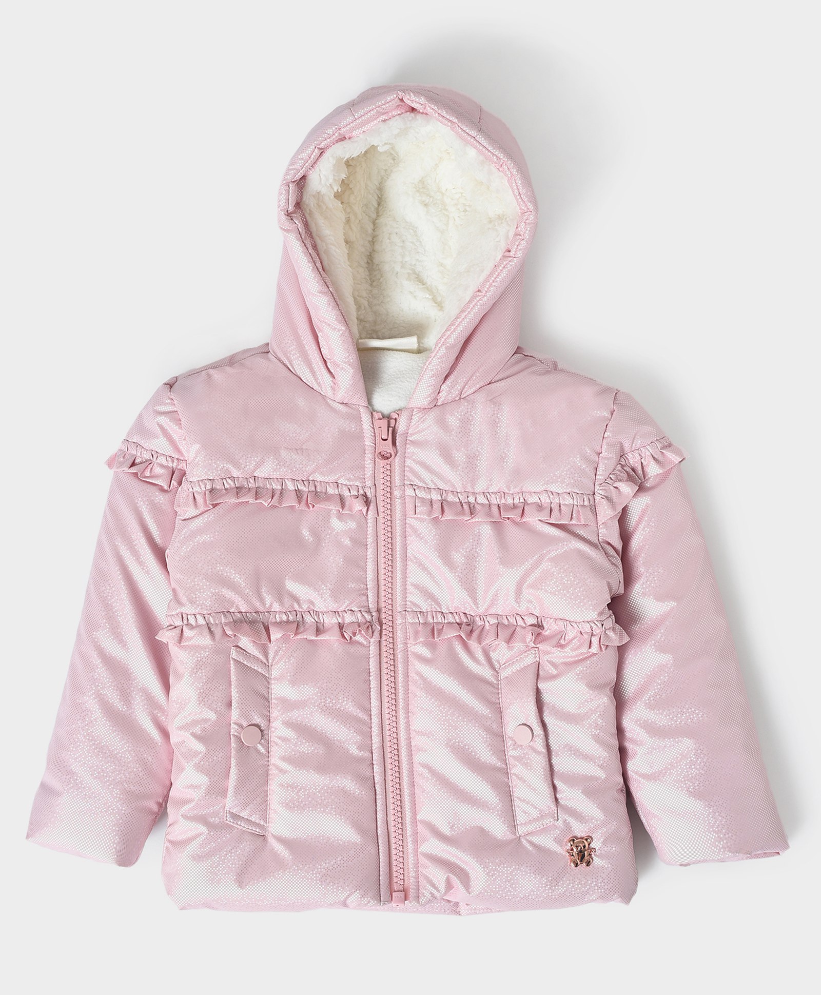 Mi Arcus 100% Polyester Full Sleeves Shimmer Quilted Jacket - Baby Pink-picture-23
