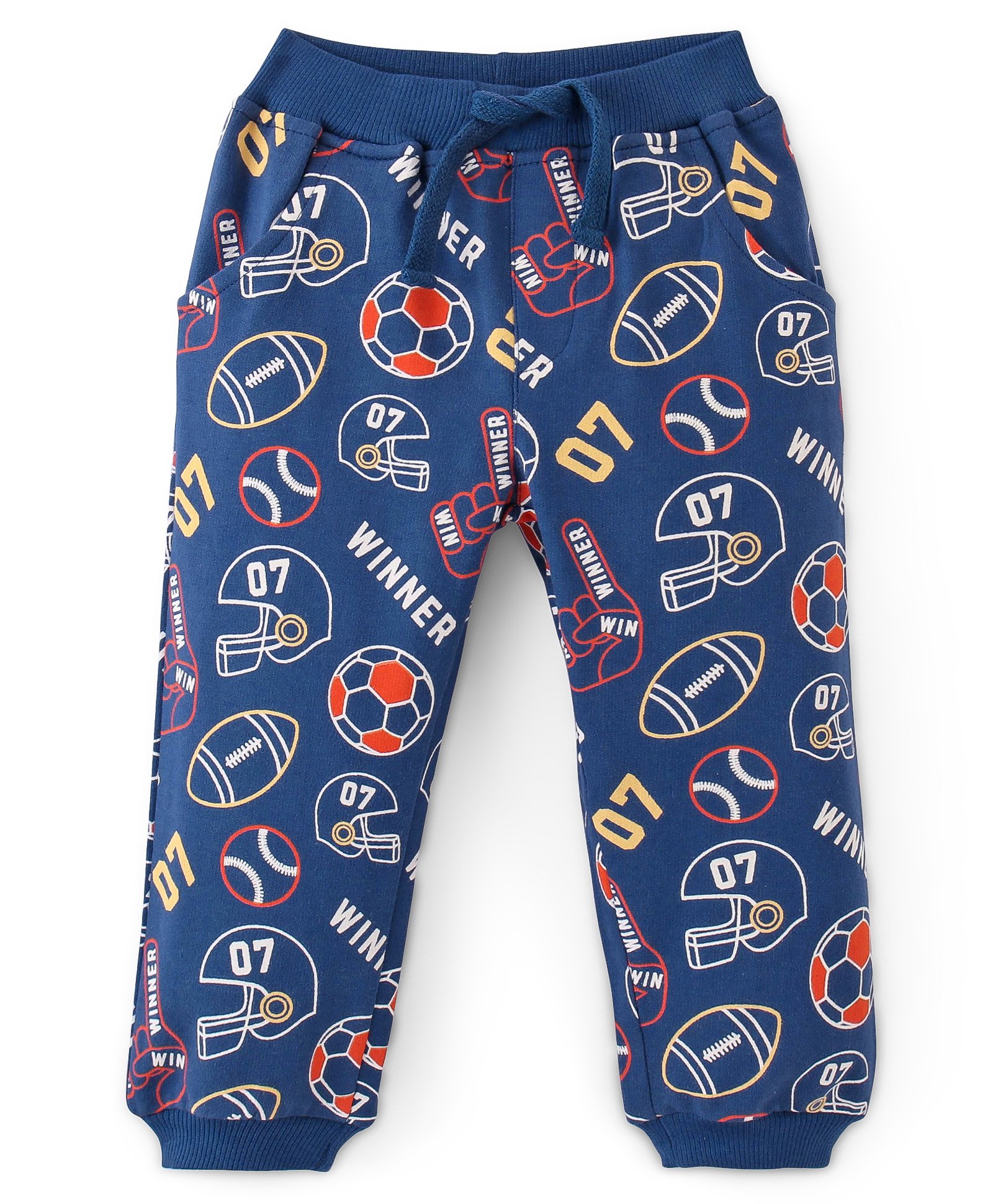 Babyhug Cotton Looper Full Length Lounge and Track Pants Ball Prints - Blue-picture-32