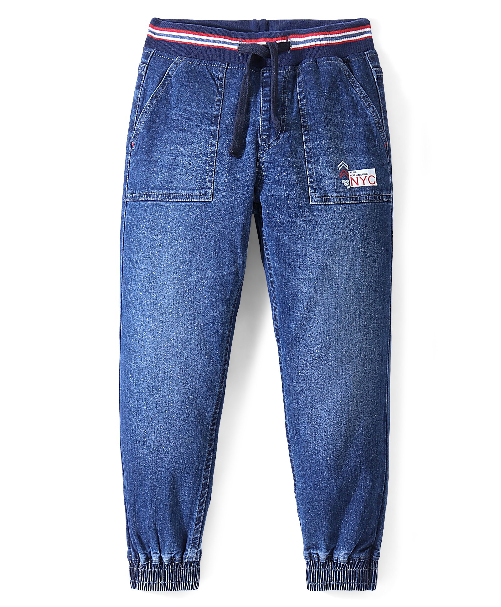 Pine Kids Denim Woven Full Length Washed Jeans Text Print - Blue-picture-22