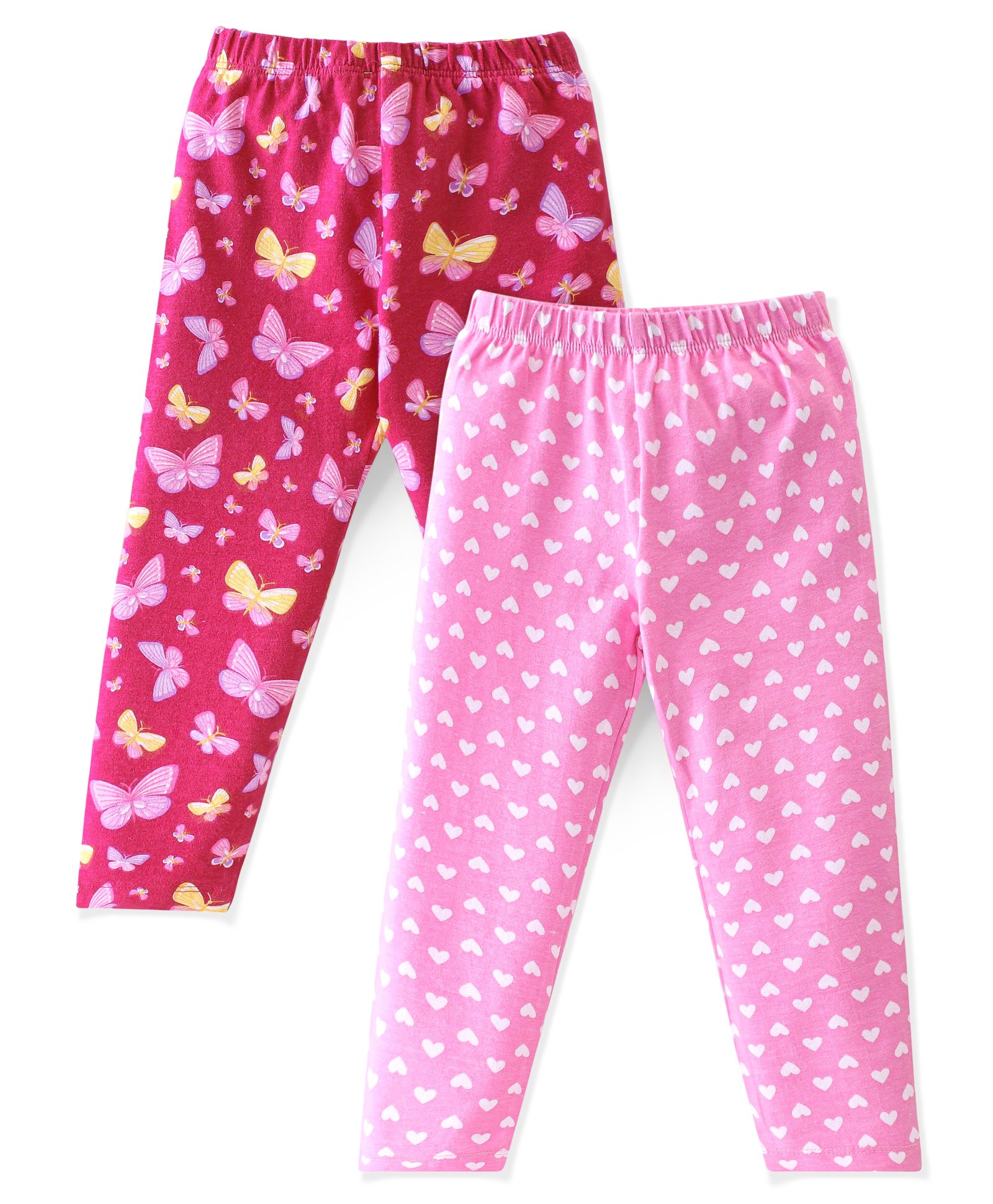 Babyhug Cotton Lycra Knit Full Length Leggings Butterfly & Dot Print Pack of 2- Multicolour-picture-24