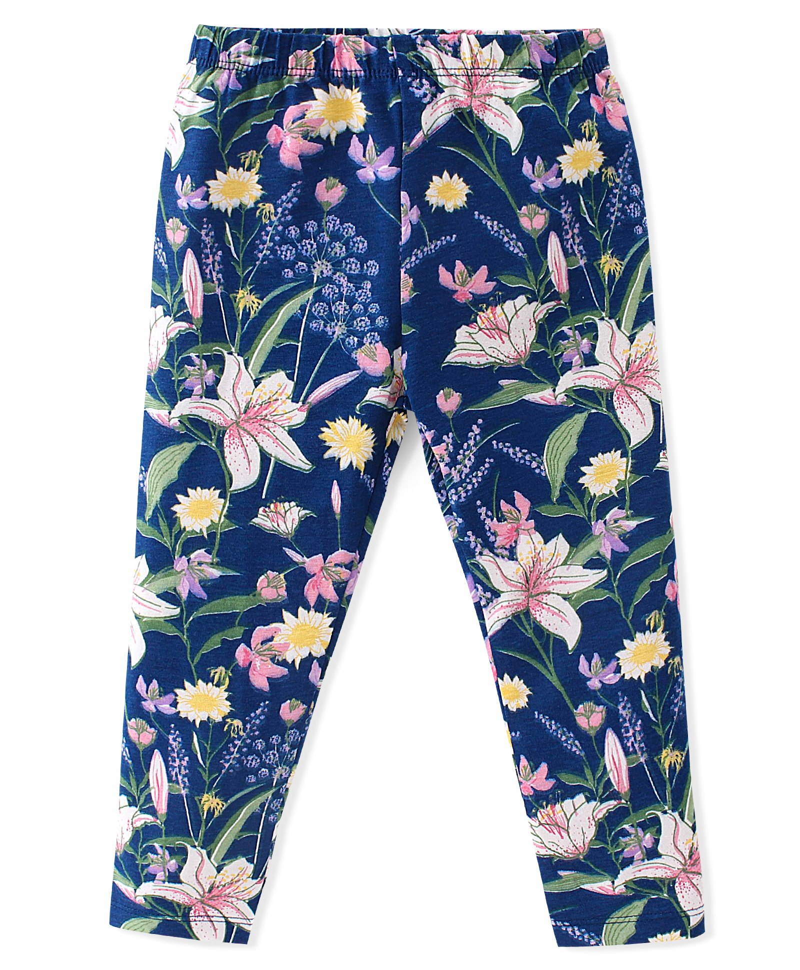 Babyhug Cotton Lycra Full Length Floral Printed Legging - Navy Blue-picture-12