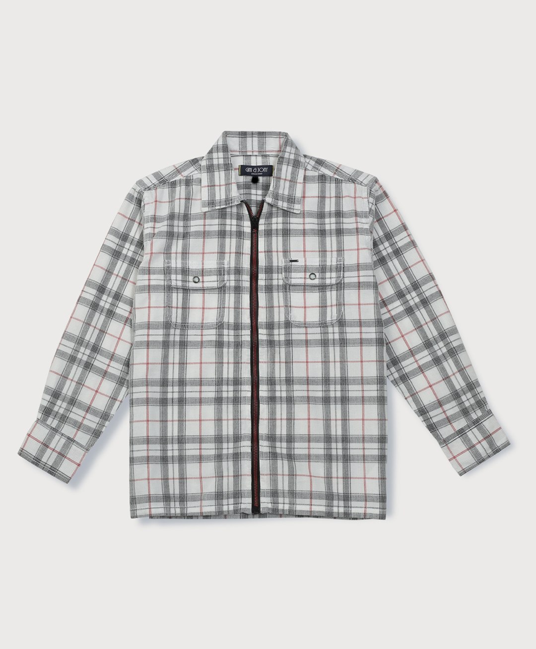 Gini And Jony Full Sleeves Checkered Shirt with Front Zipper - White-image-14