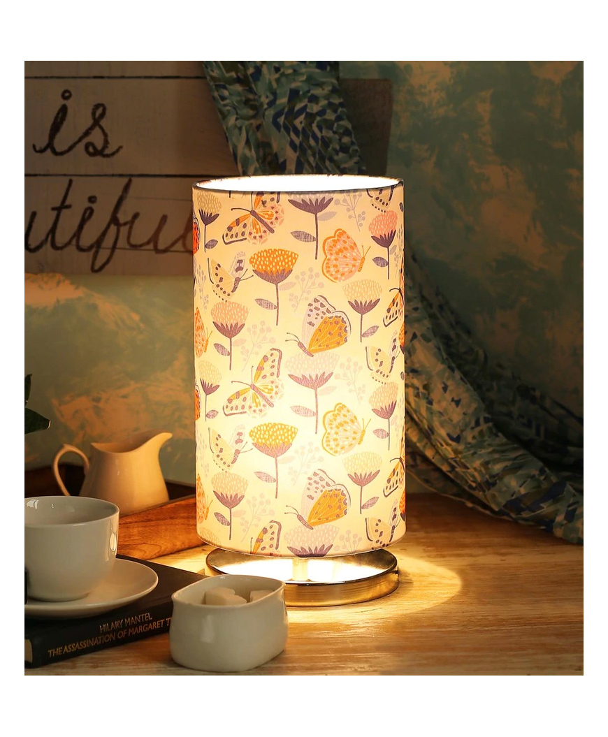 Green Girgit Butterfly on Flower Round Table Lamp-picture-25