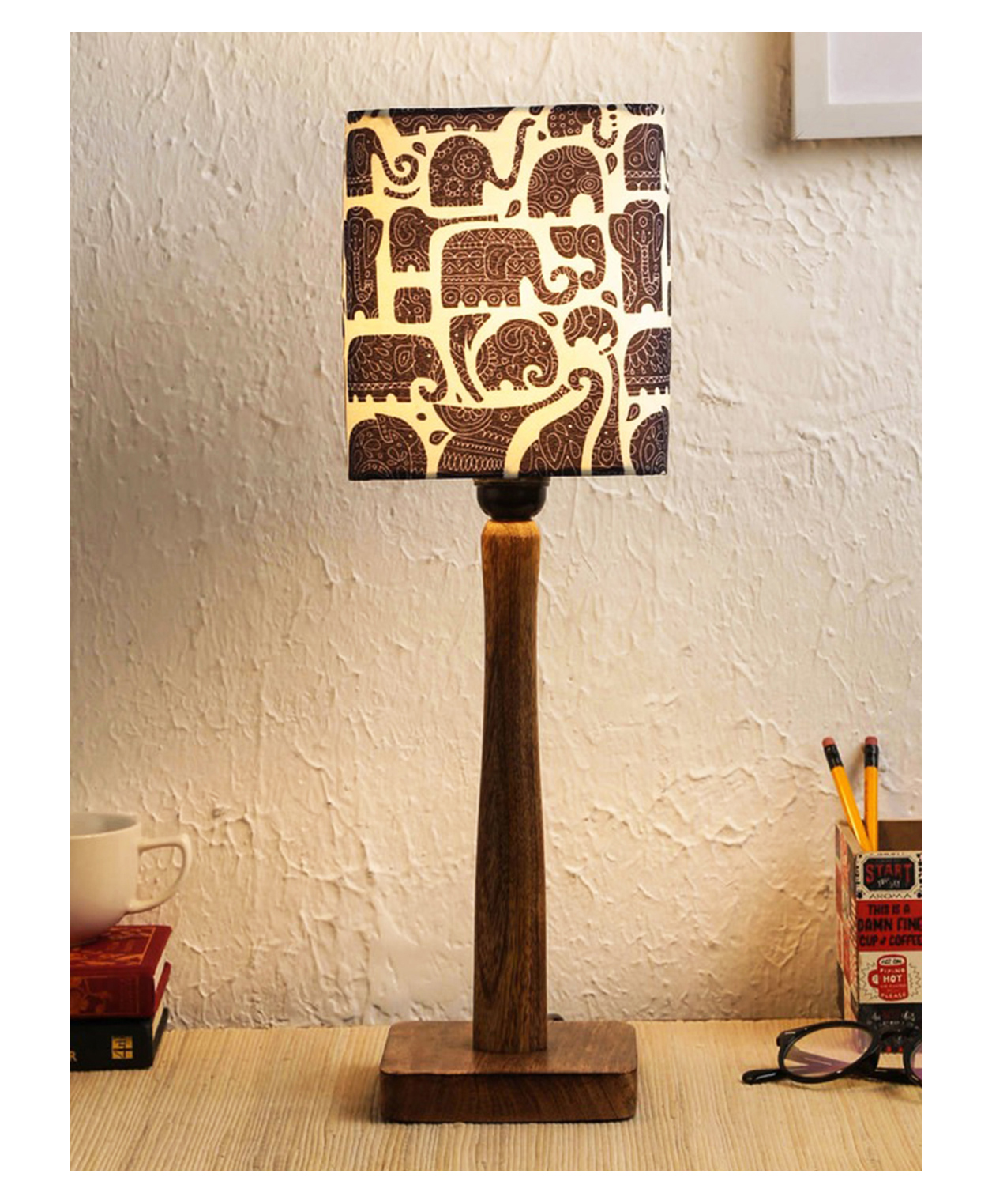 Green Girgit Tiny Elephants Wooden Lamp-picture-26