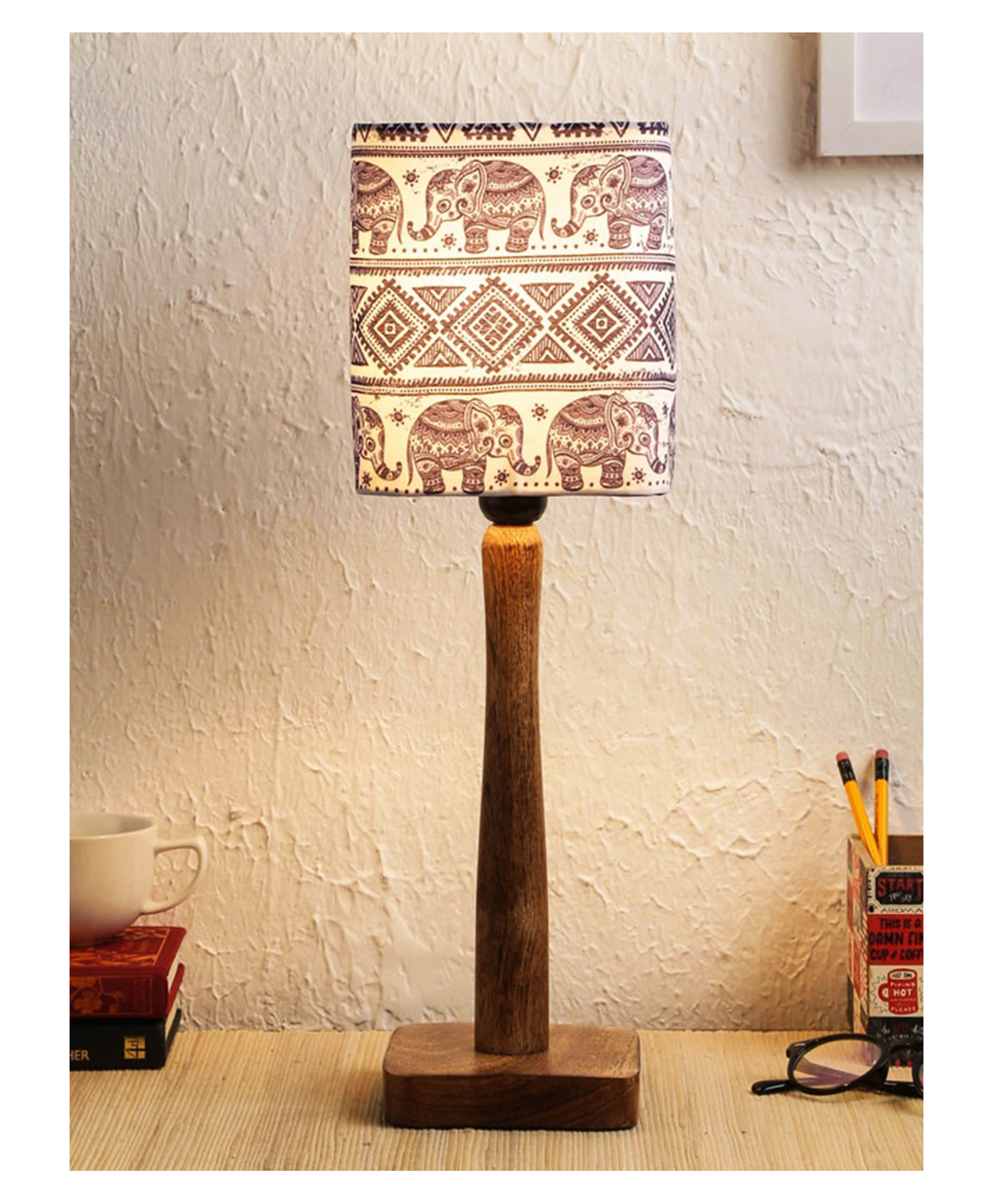 Green Girgit Warli Art Wooden Lamp-picture-18
