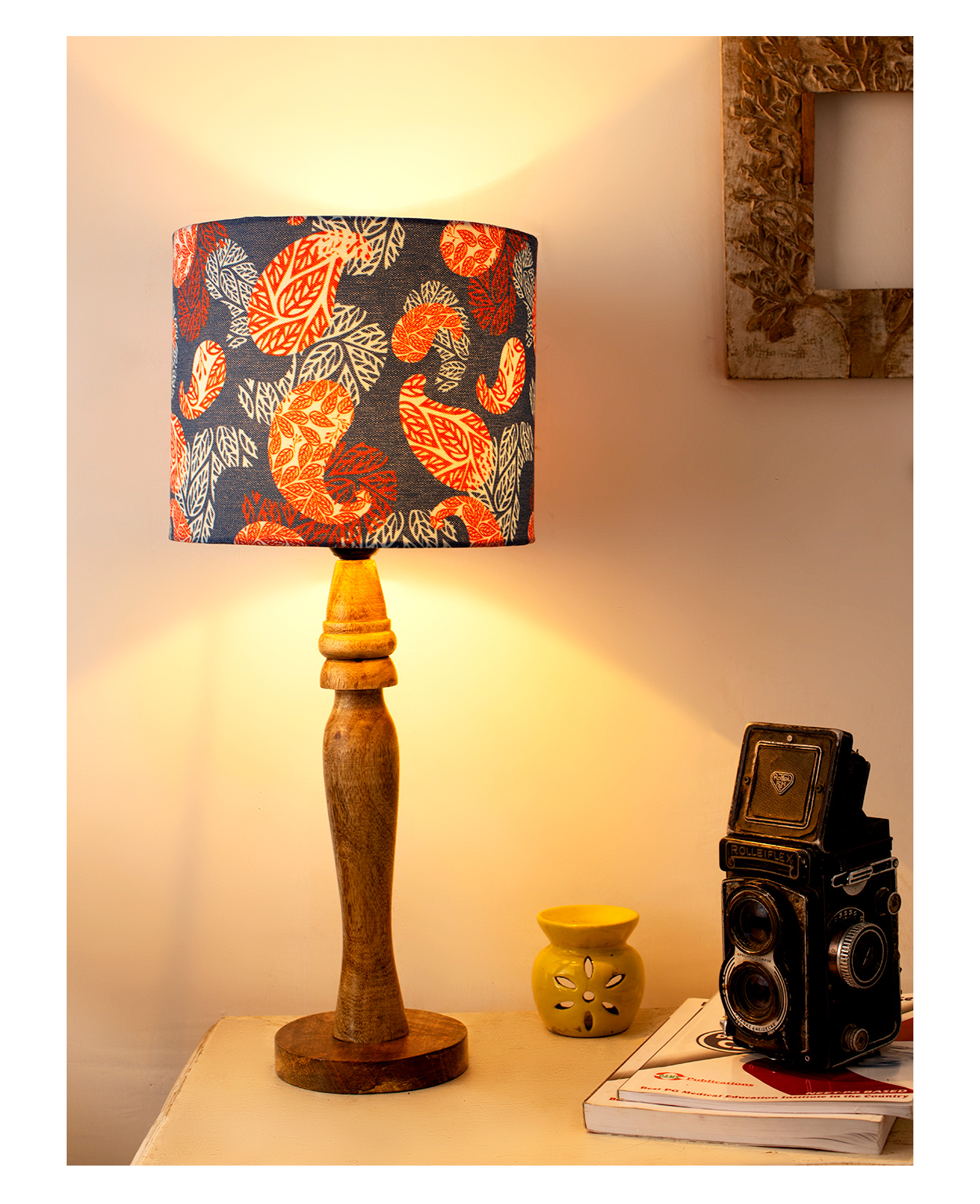 Green Girgit Wooden Colorful Ambee Print Lamp-image-8