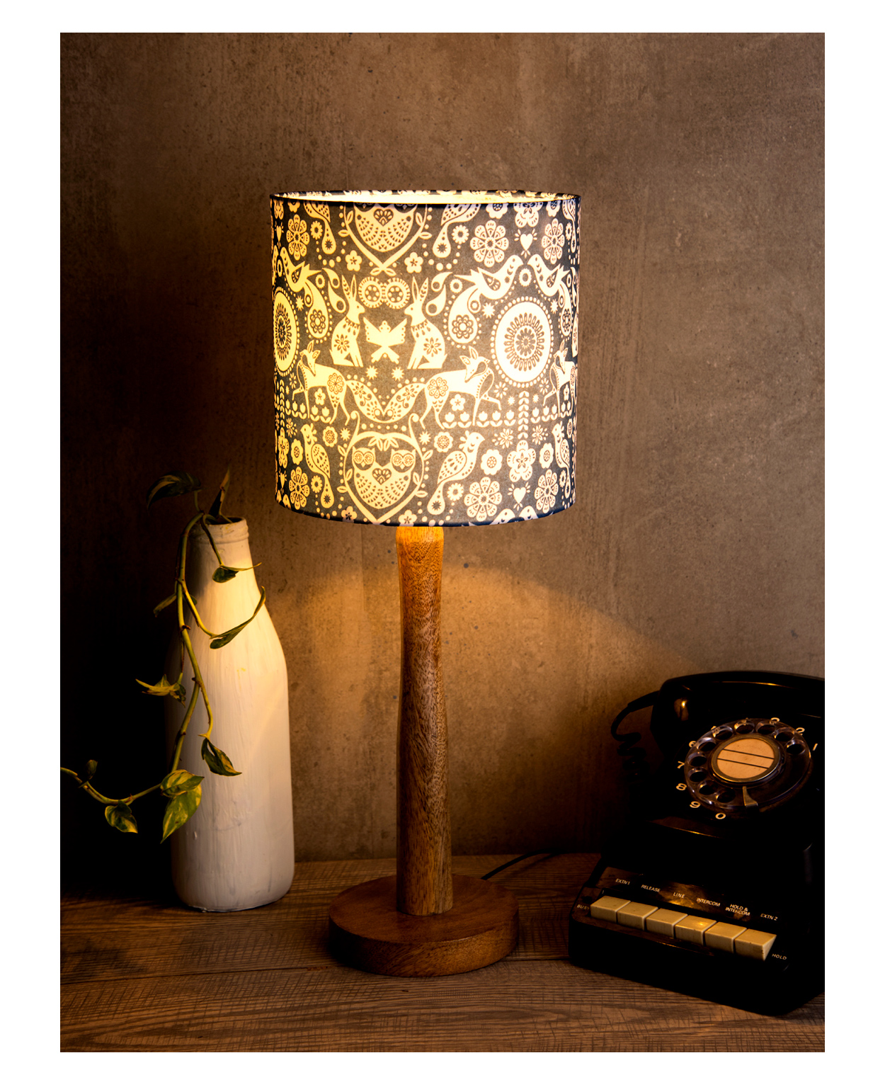 Green Girgit Indian Art Wooden Lamp-picture-15