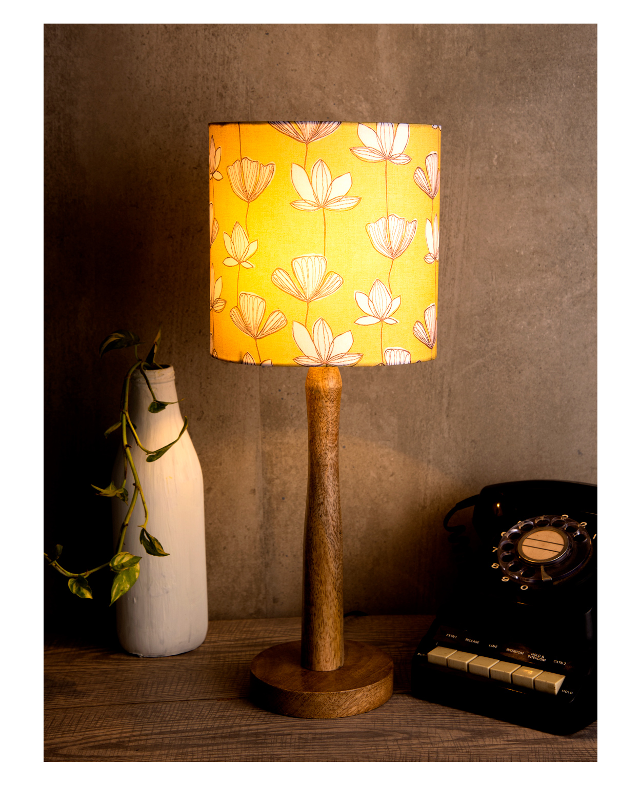Green Girgit Mustard Flora Wooden Lamp-picture-14