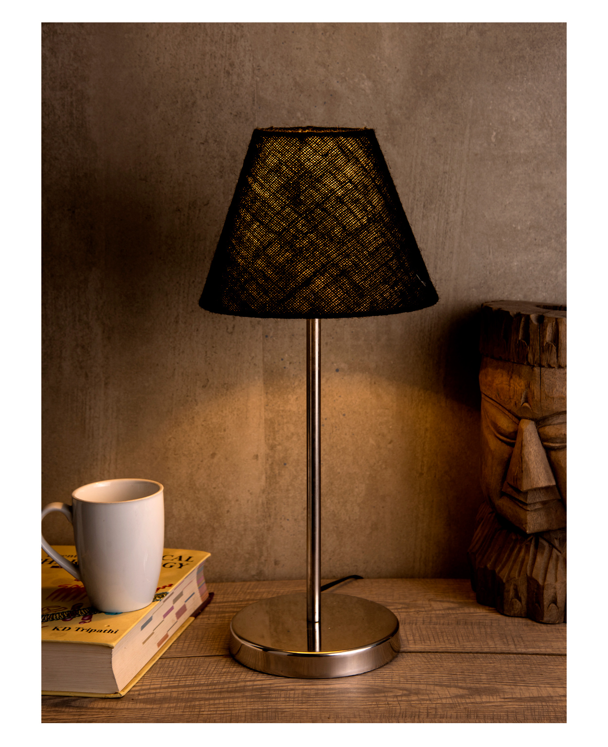 Green Girgit Metal Table Lamp with Black Jute Shade-image-37