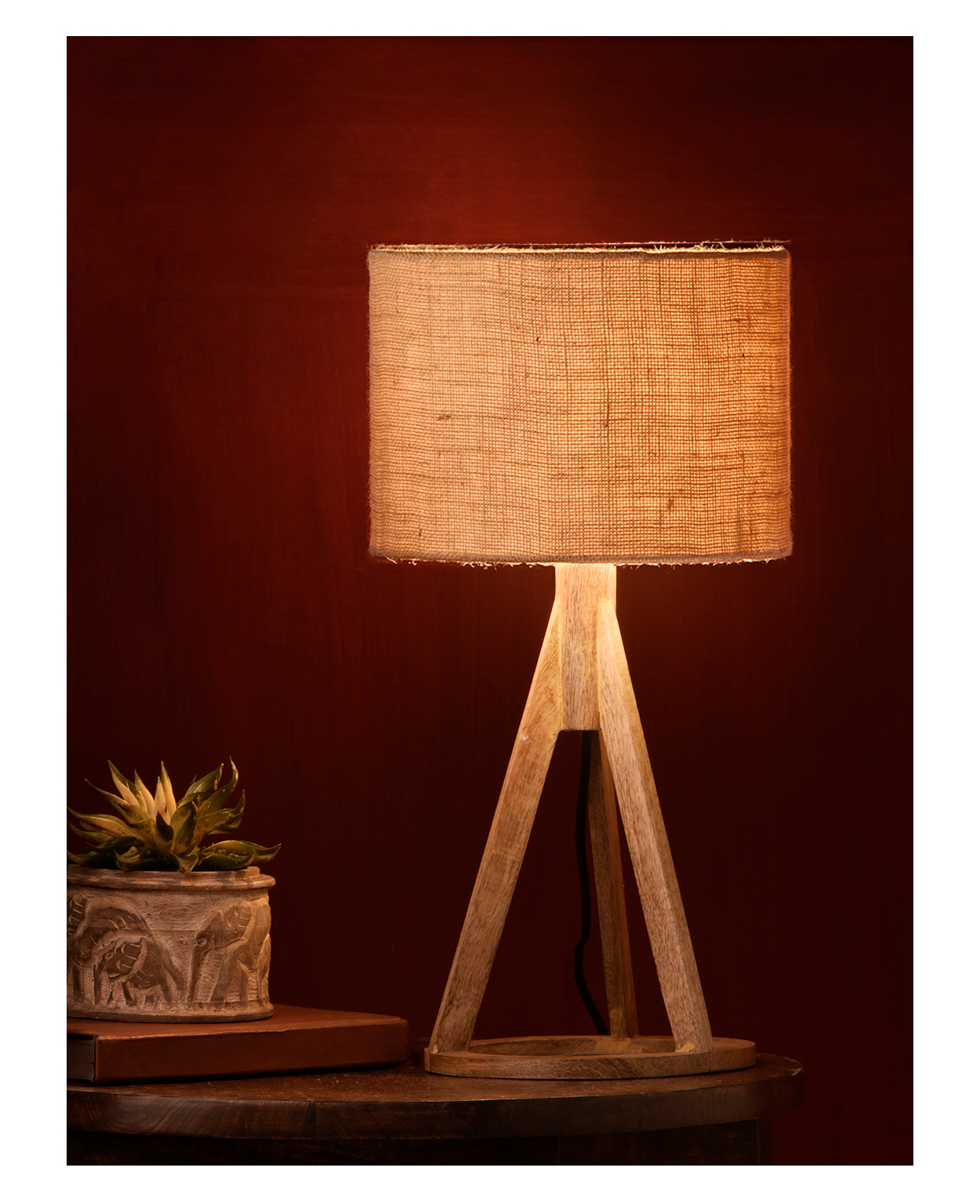 Green Girgit Jute Trio Wooden Lamp - Brown-image-44