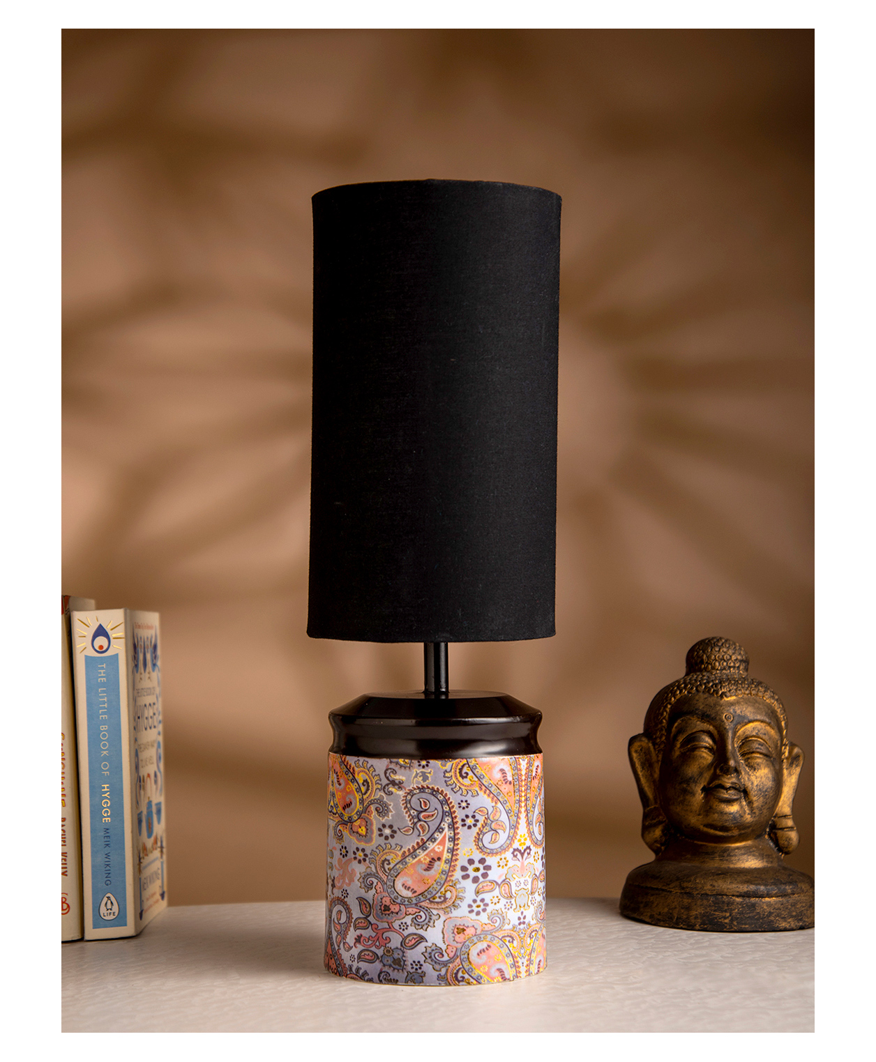 Green Girgit Metal Ambee Printed Lamp - Solid Black-image-0