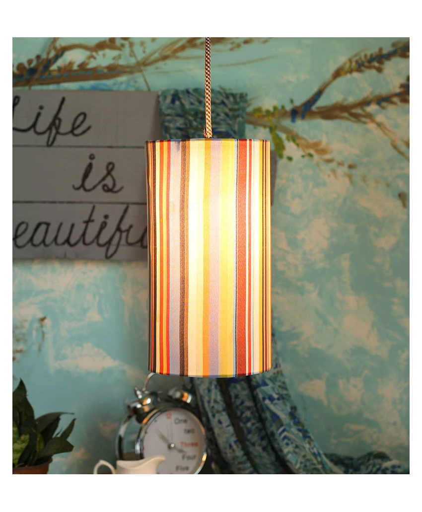 Green Girgit Colorful Stripes Cylindrical Hanging Shade-picture-18