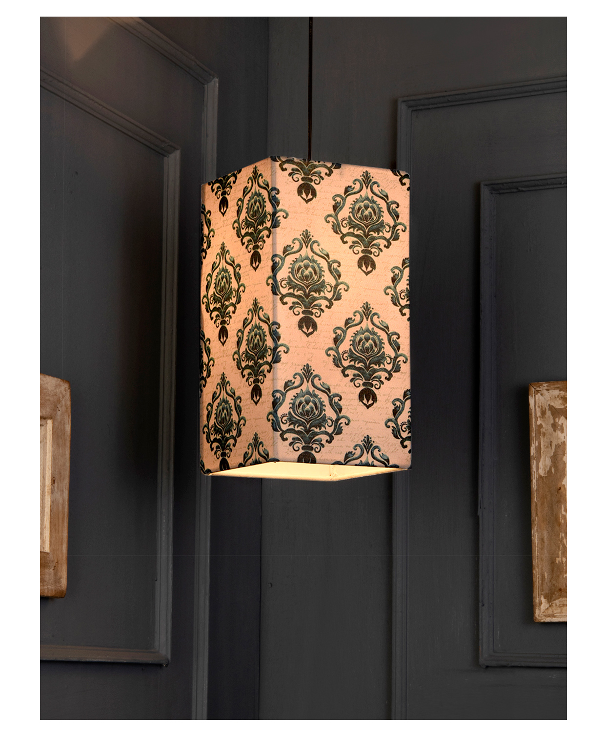 Green Girgit Block Print Hanging Shade-image-7