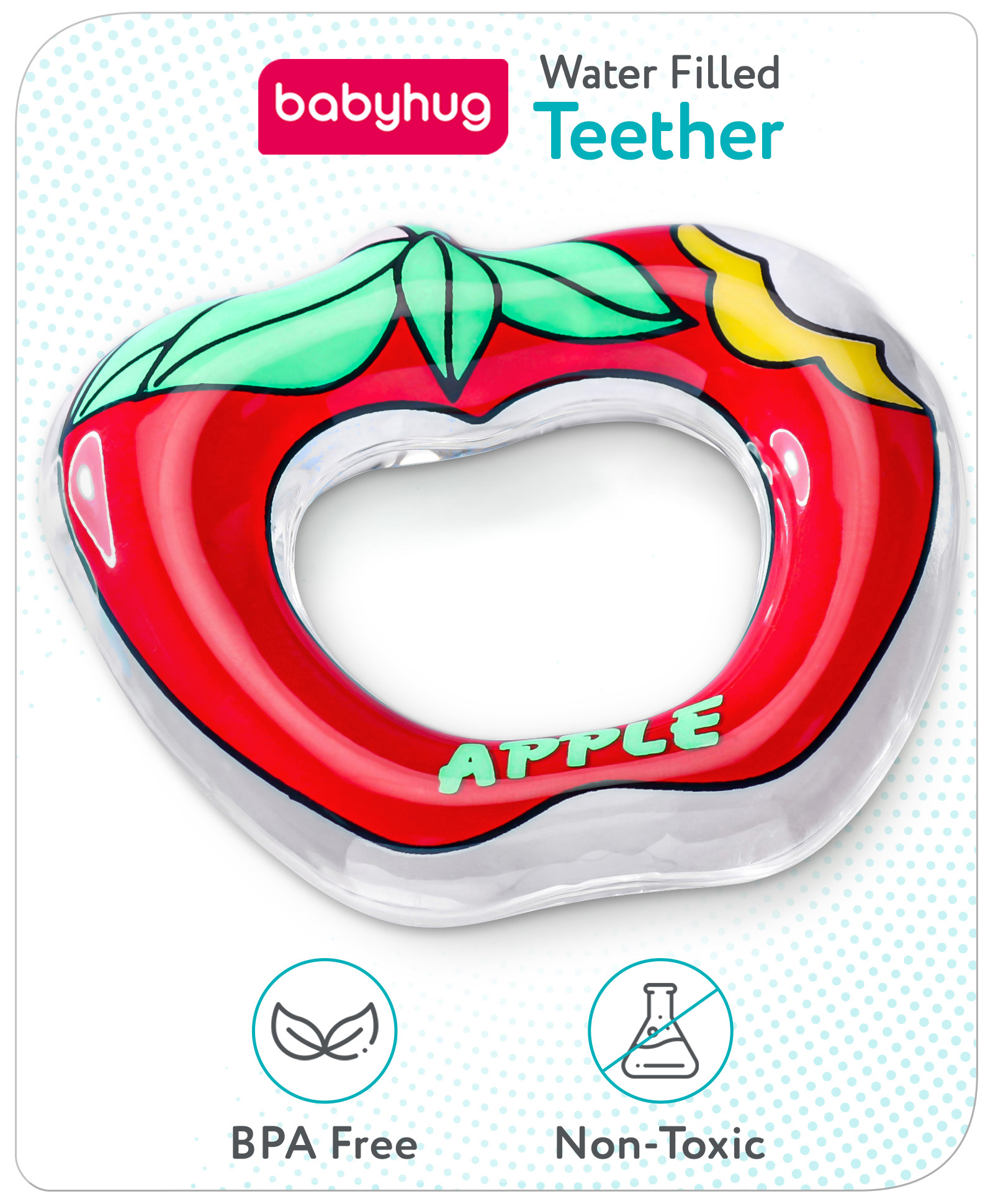 Babyhug Water Filled Teether Apple Shape - Red-picture-18