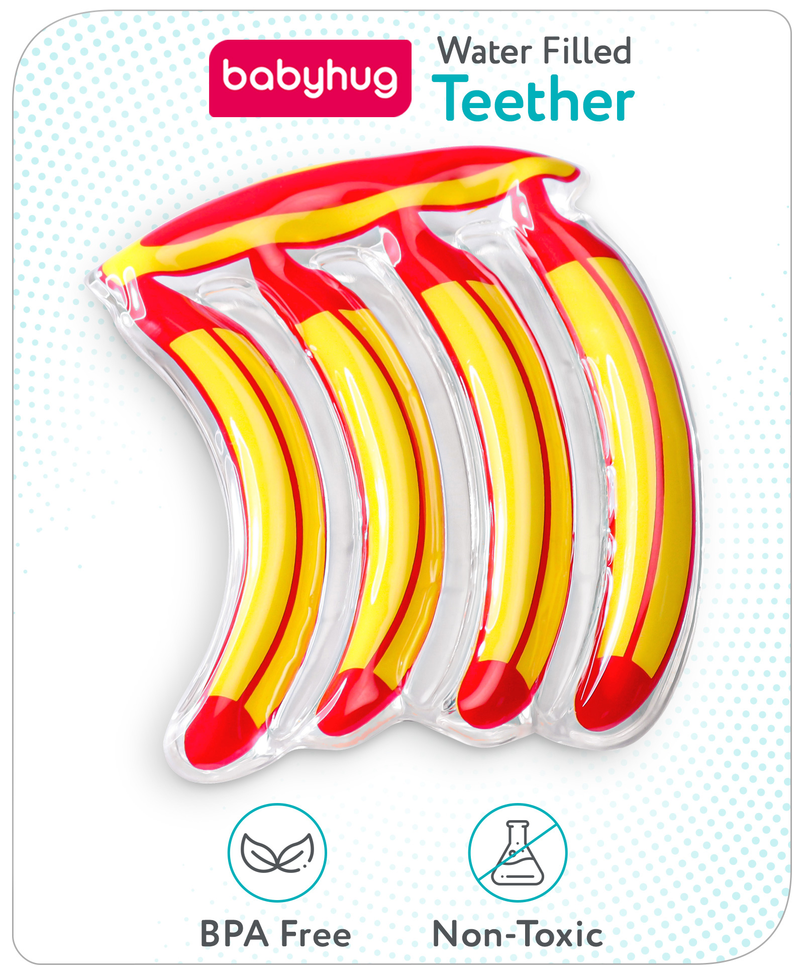 Babyhug Water Filled PVC Banana Shape Teether- Yellow & Red-picture-14