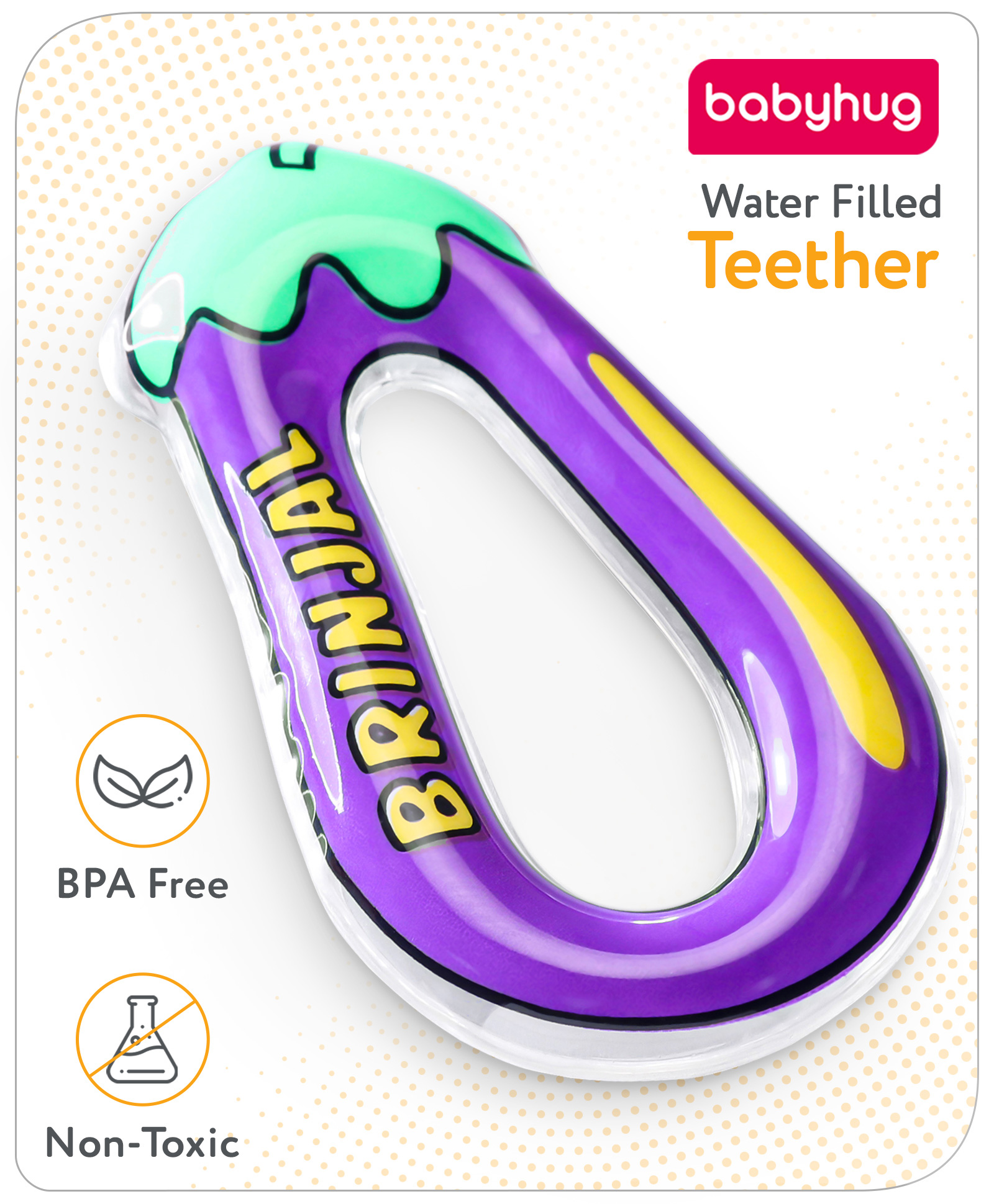 Babyhug Water Filled PVC Brinjal Shape Teether- Purple-picture-16
