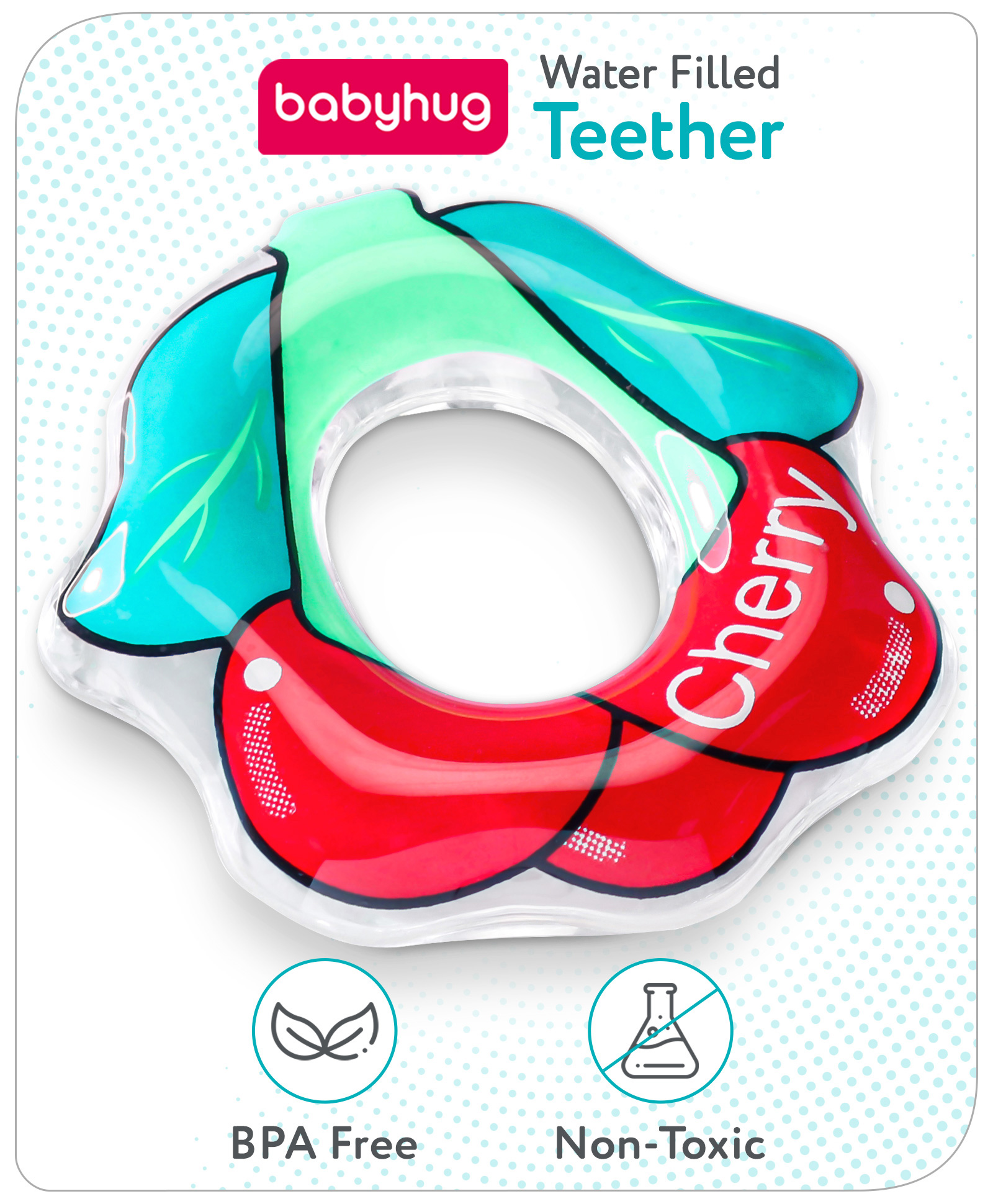 Babyhug Water Filled PVC Cherry Shape Teether- Red & Green-picture-11