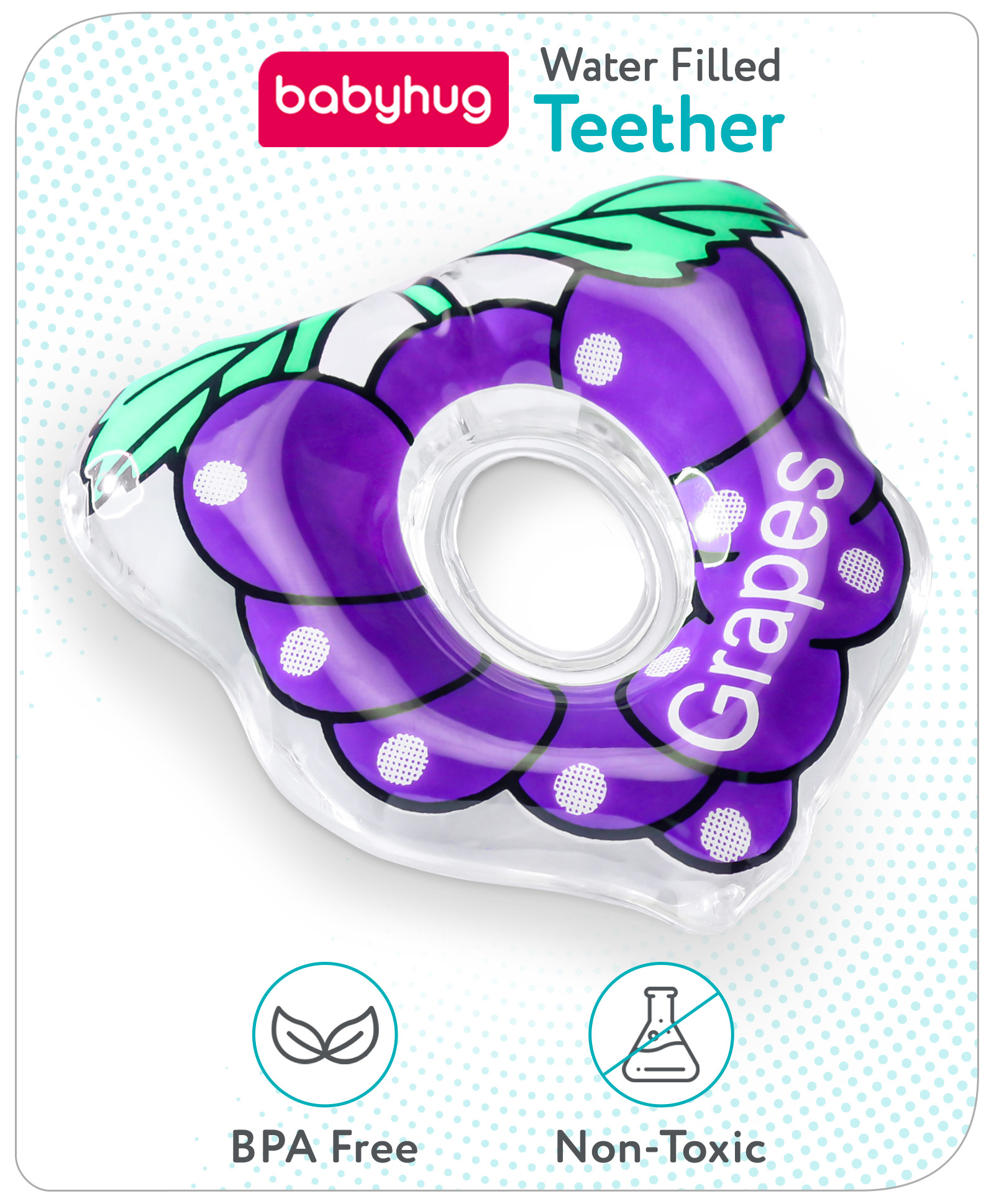 Babyhug Water Filled PVC Grapes Shape Teether- Purple-picture-13