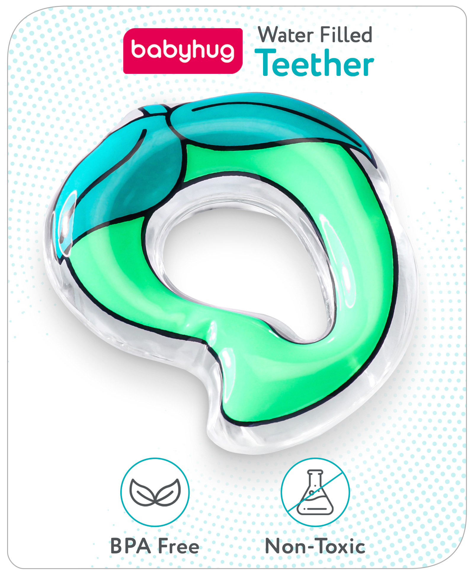 Babyhug Water Filled PVC Mangoo Kaccha Shape Teether- Green-picture-20