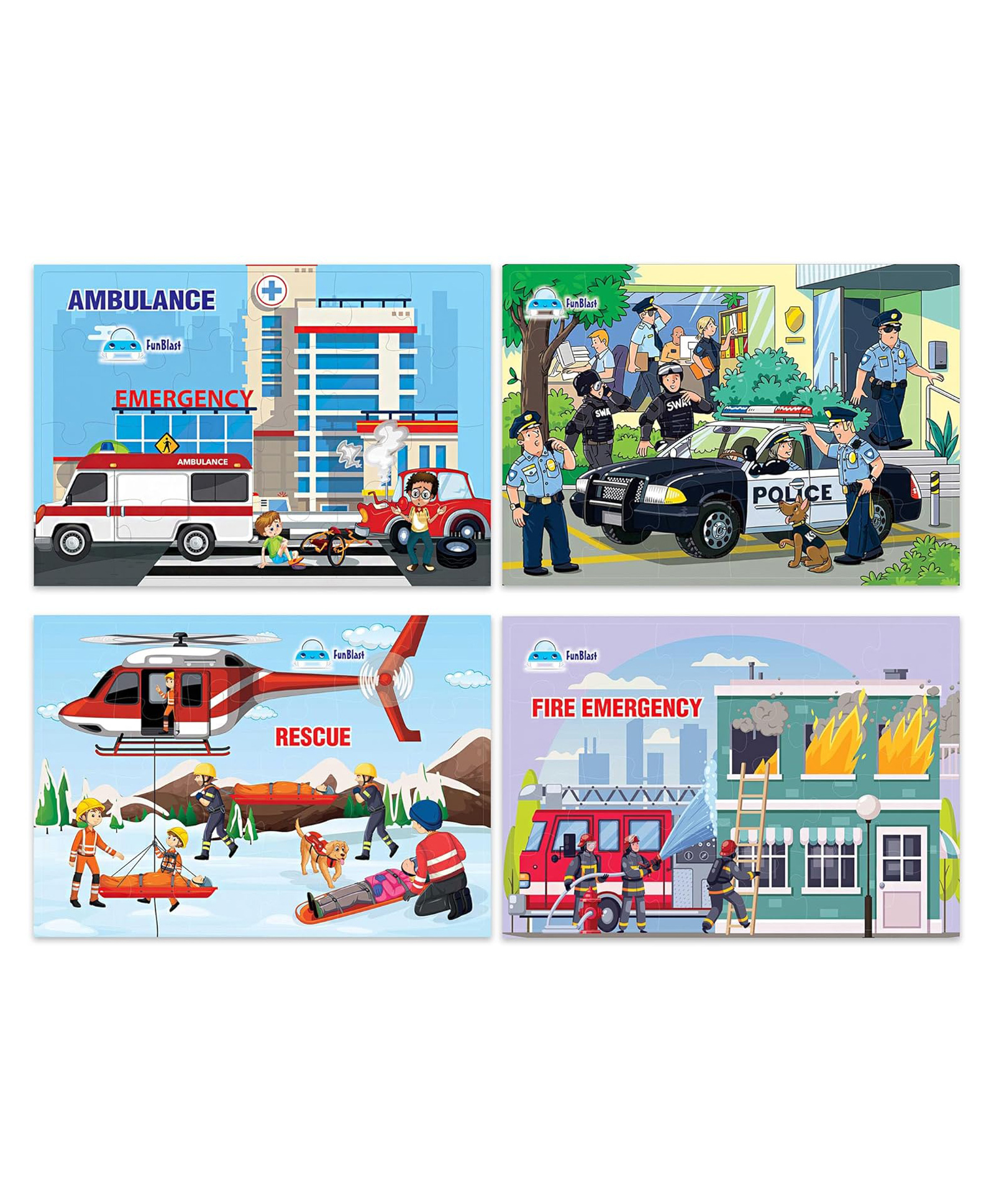 FunBlast Emergency Rescue and Police Team Jigsaw Puzzle for Kids  Set of 4- 96 Pcs-picture-21