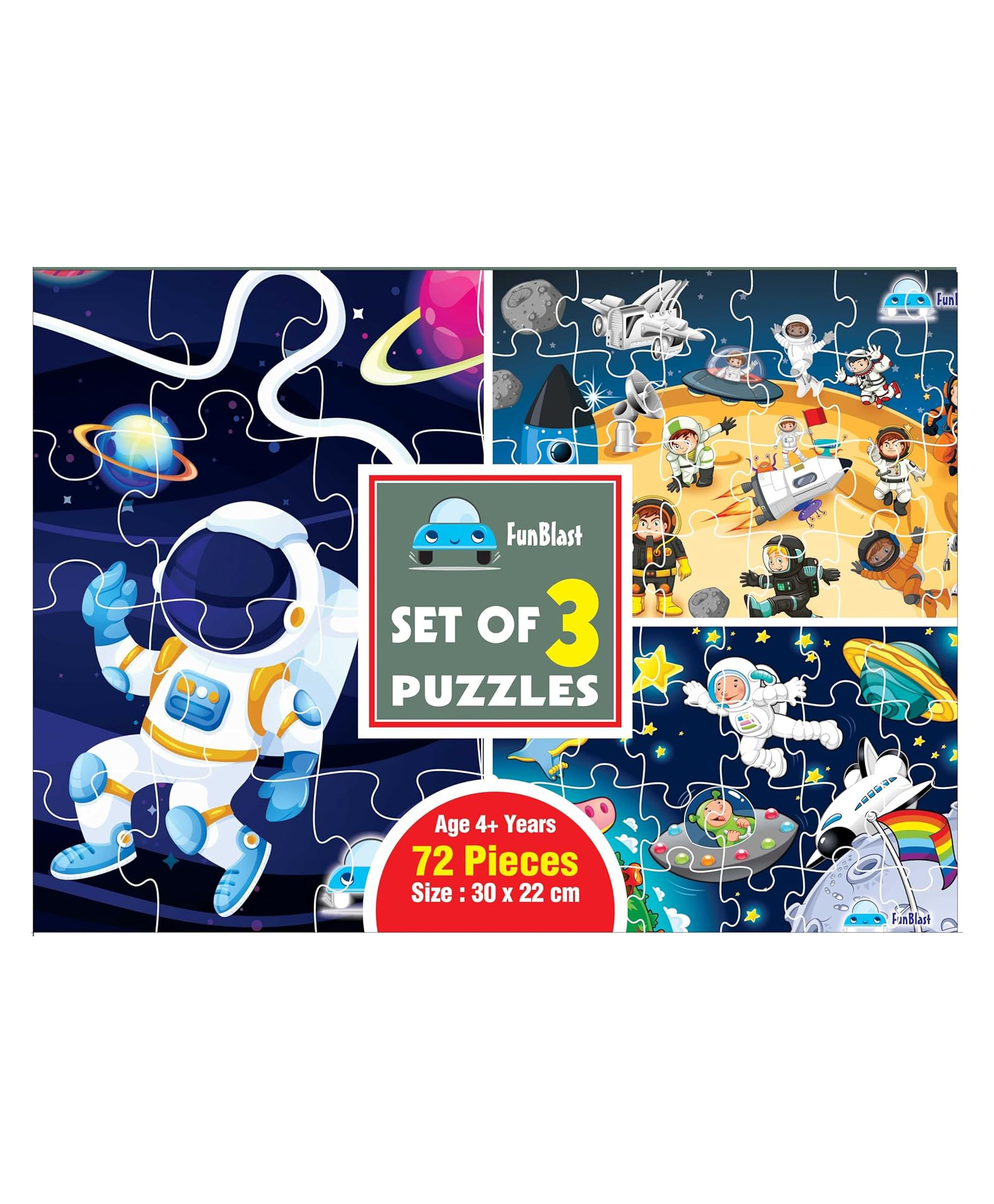 FunBlast Astronaut Space Theme Jigsaw Puzzle for Kids  Set of 3- 72 Pcs-image-42