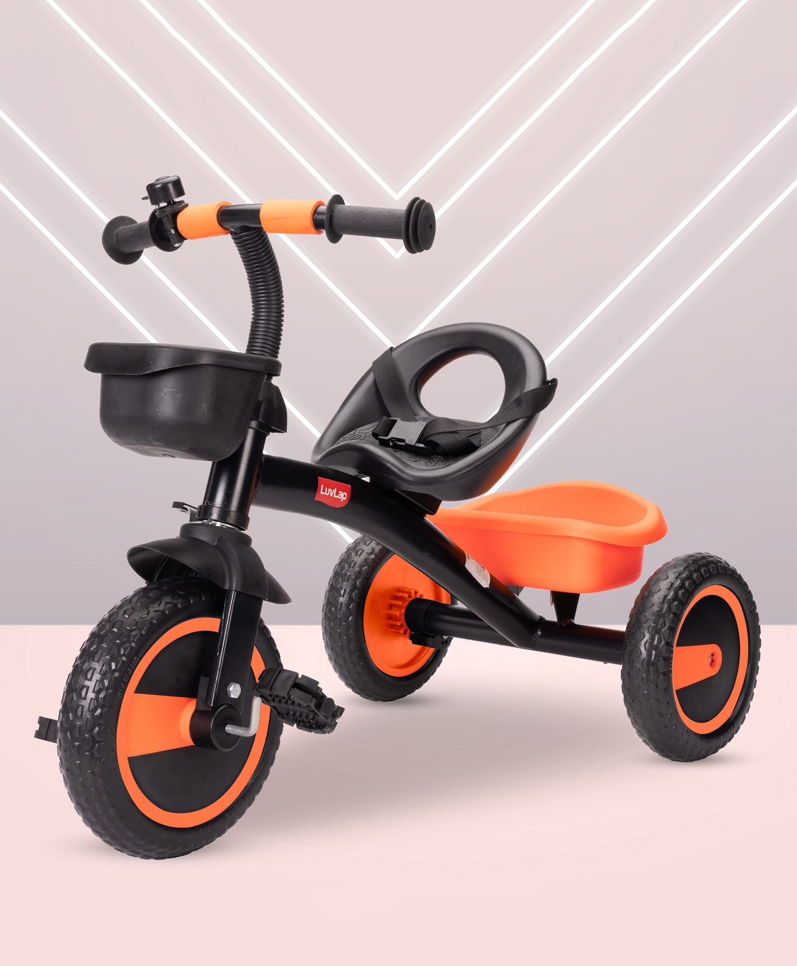 Luv Lap Joy Baby Tricycle Adjustable Safety Belt Front & Rear Baskets -Orange-image-48