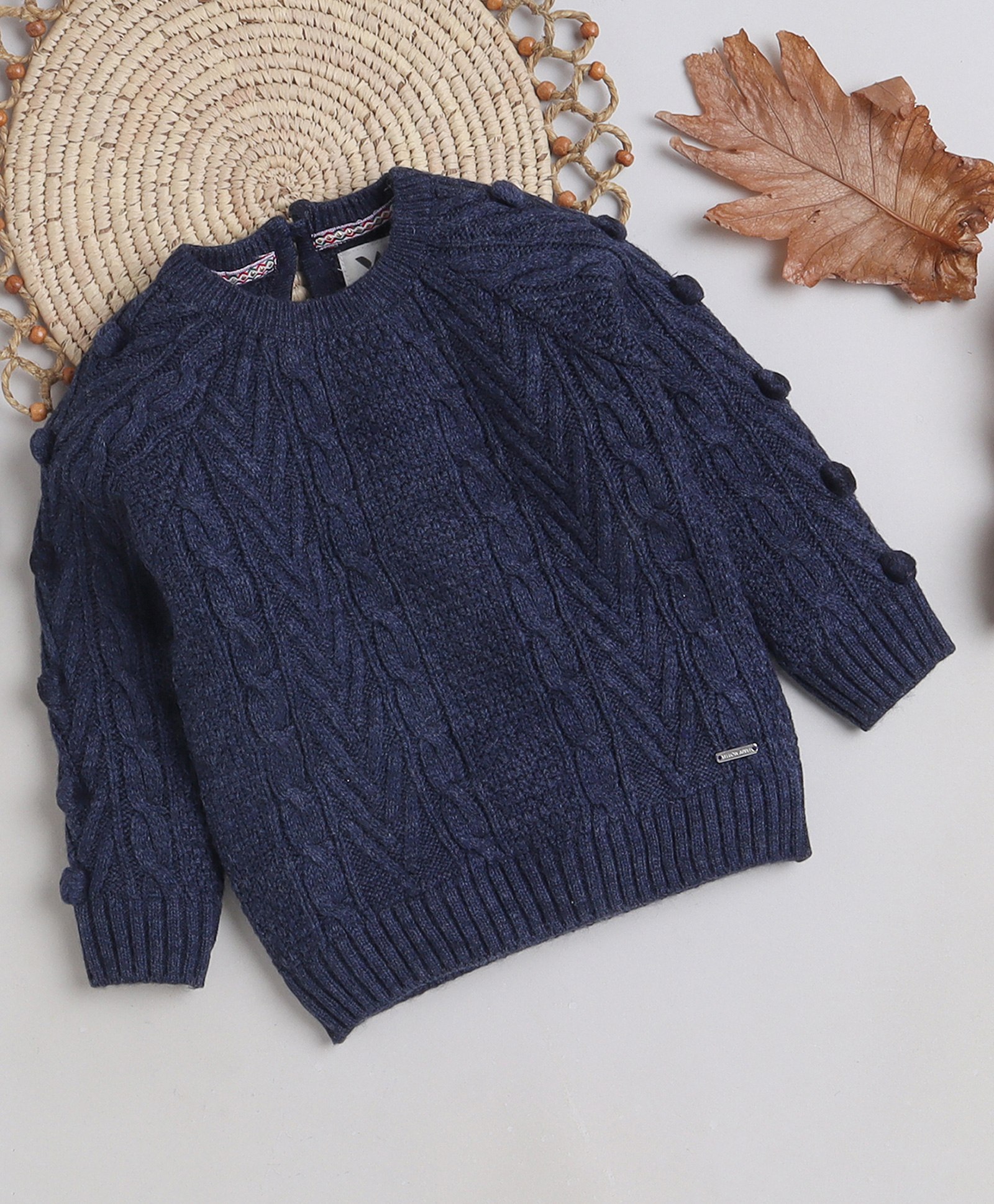 Yellow Apple DC Cotton Full Sleeves Sweater With Solid Colour - Navy Blue-image-1