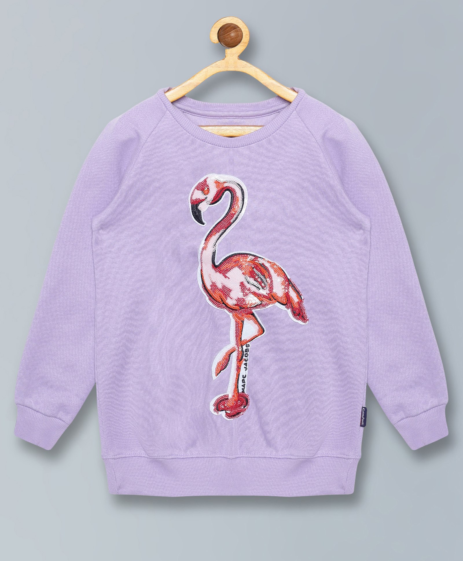Kiddopanti Full Sleeves Flamingo Sequin Embellished Sweatshirt - Lavender-picture-14