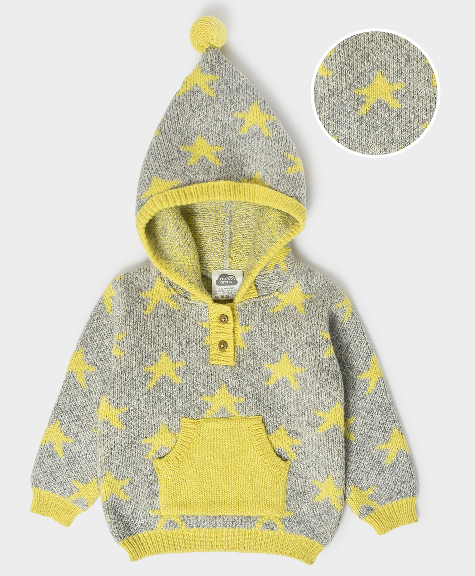 Mi Arcus Full Sleeves Star Printed & Colour Blocked  Sweatshirt Style Pullover Sweater - Yellow-image-39
