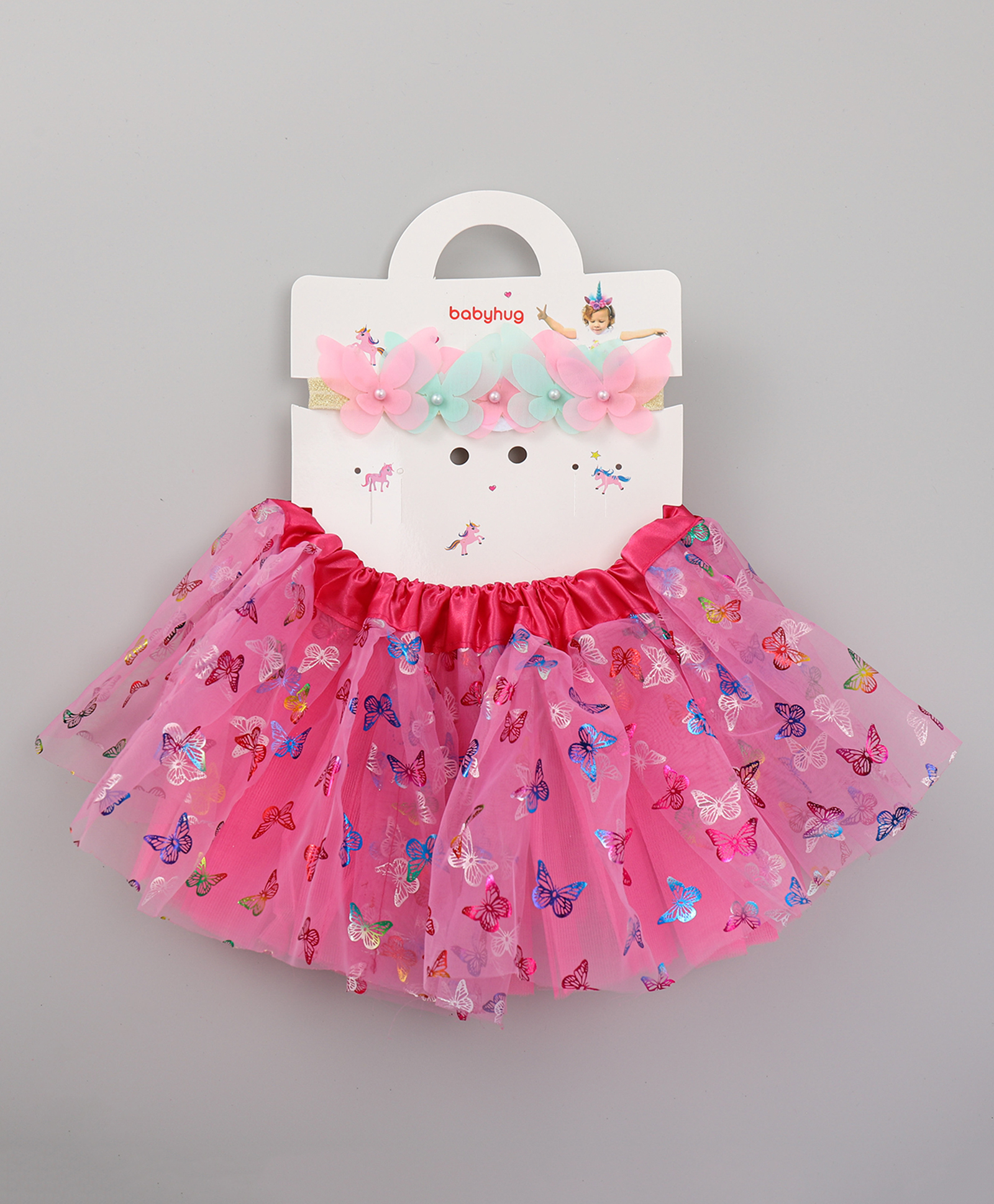 Babyhug Unicorn Costume Set With Headband - Dark Pink-image-29