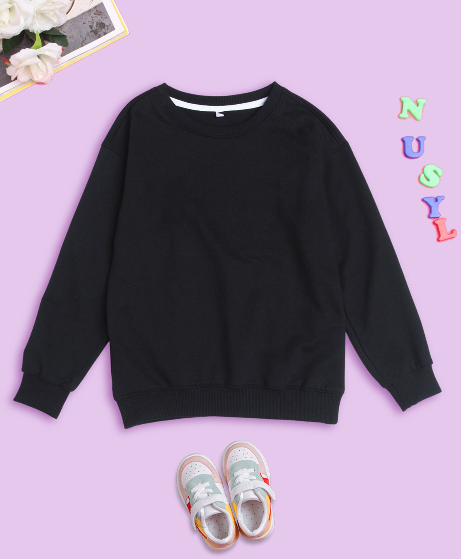 NUSYL Full Sleeves Solid Sweatshirt - Black-picture-31
