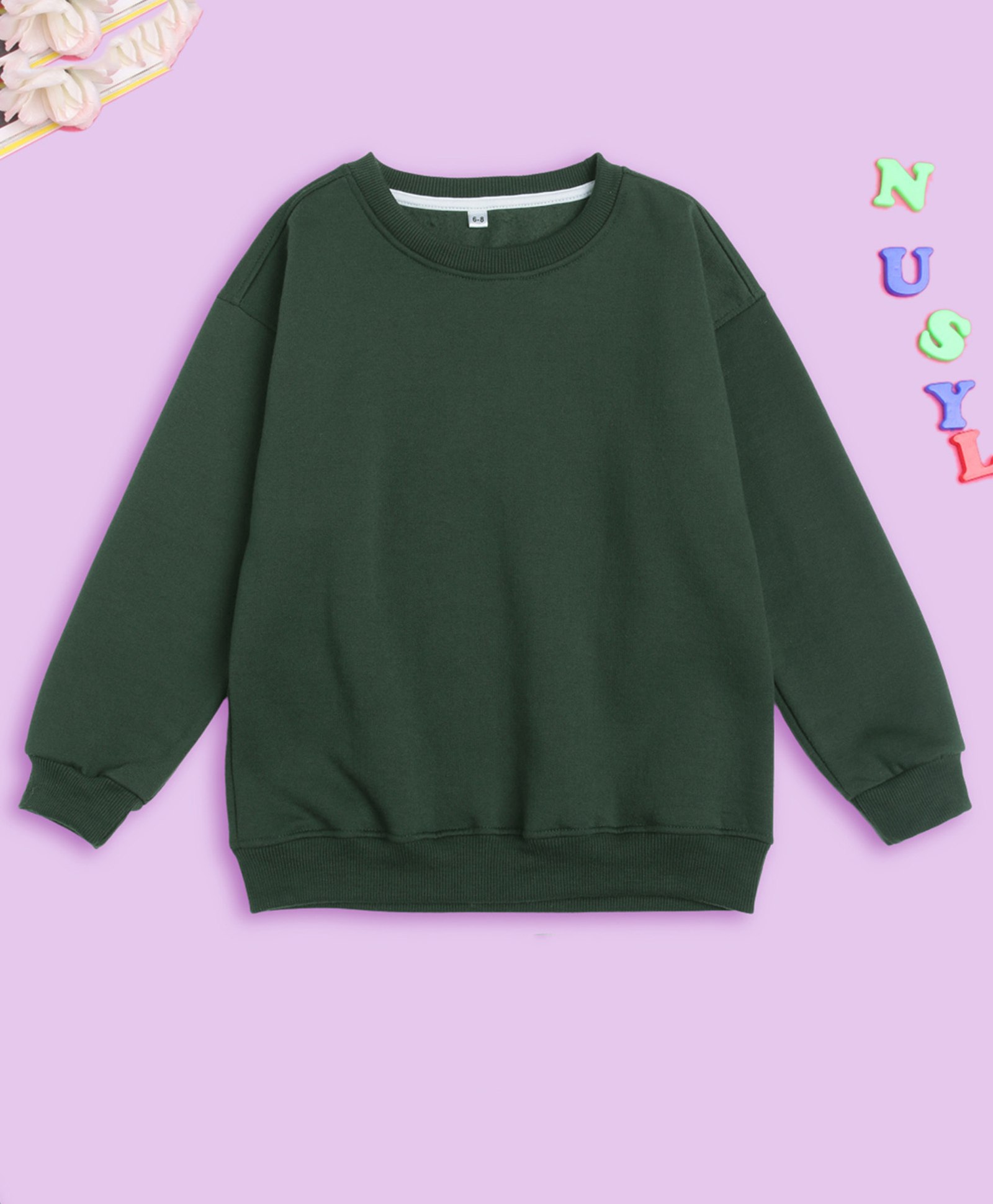 NUSYL Full Sleeves Solid Sweatshirt -  Green-picture-26