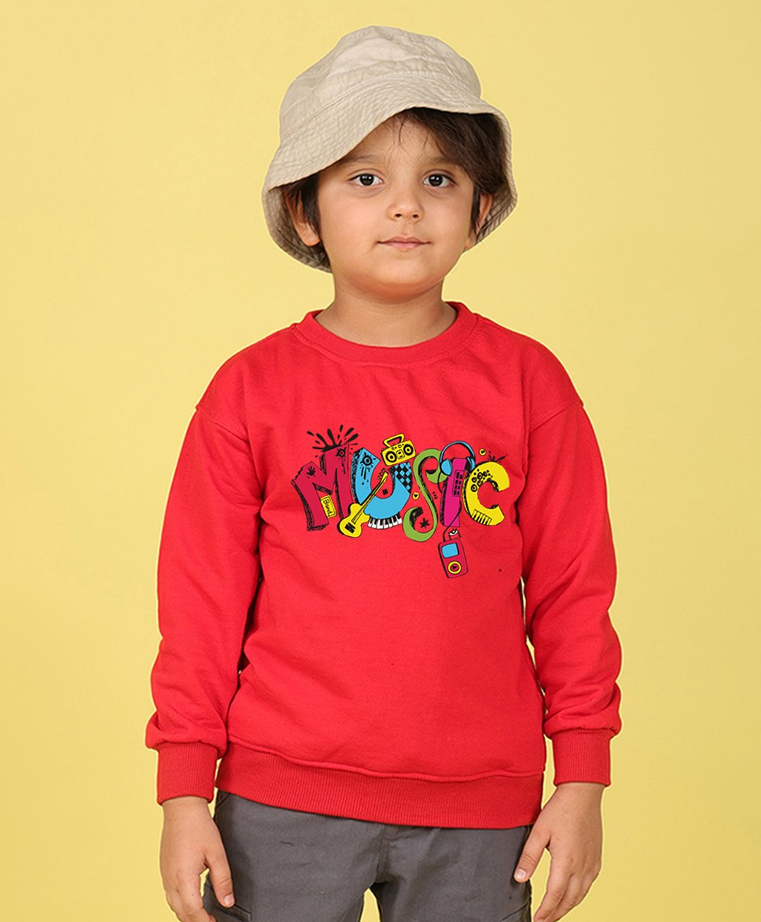 NUSYL FullSleevesMusic Instruments Printed Unisex Sweatshirt - Red-picture-19