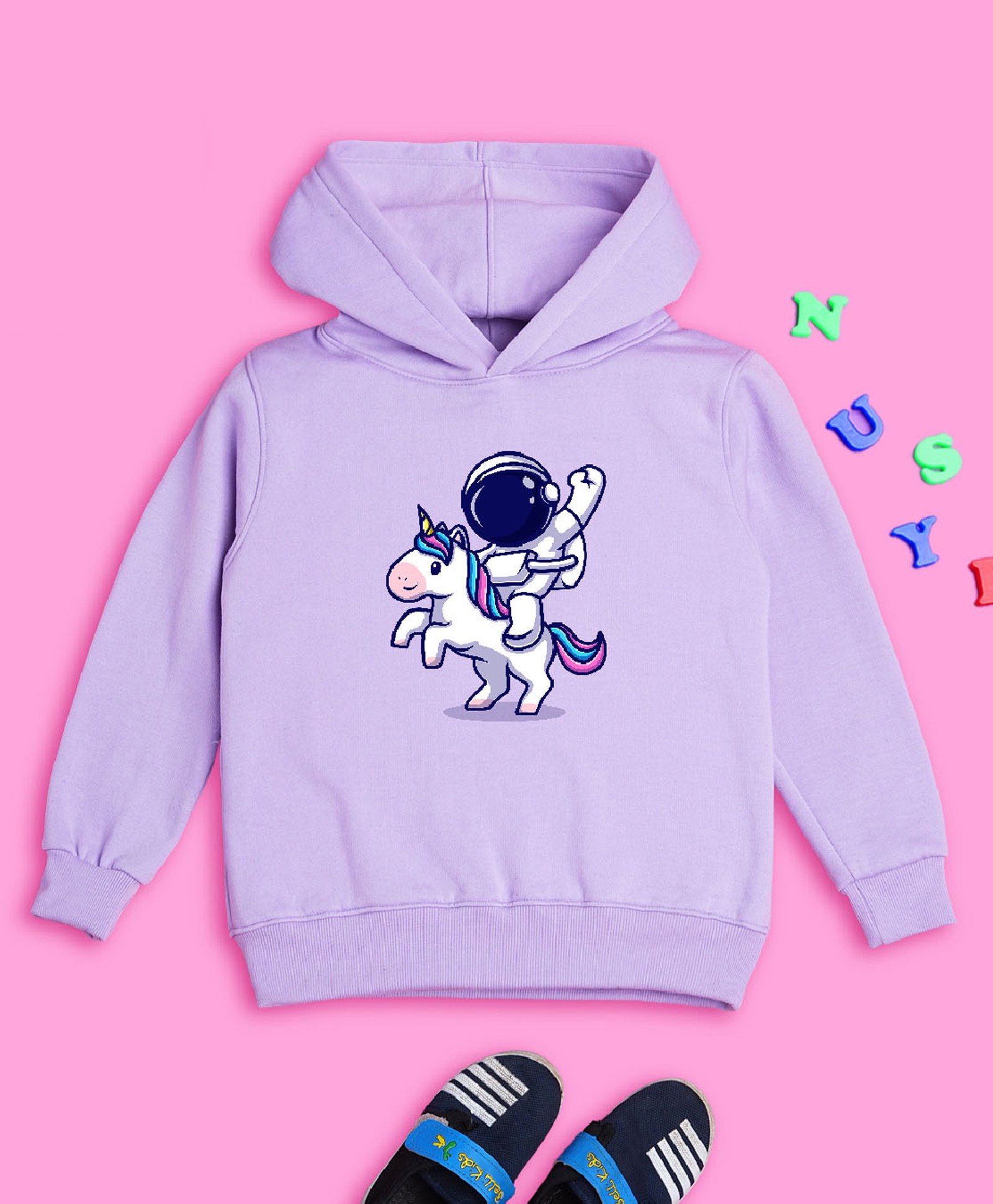NUSYL Full SleevesAstronaut & Unicorn Printed Sweatshirt - Lilac-image-12